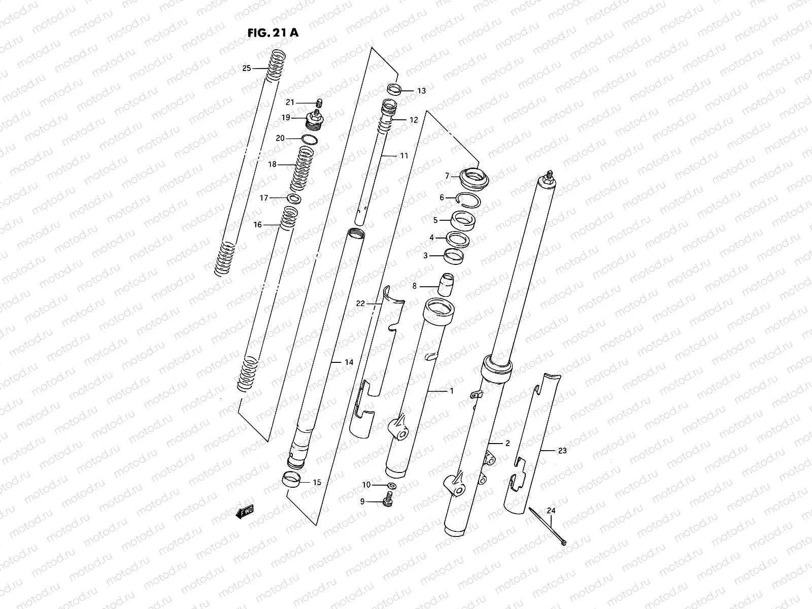 21A - FRONT FORK (MODEL K)
