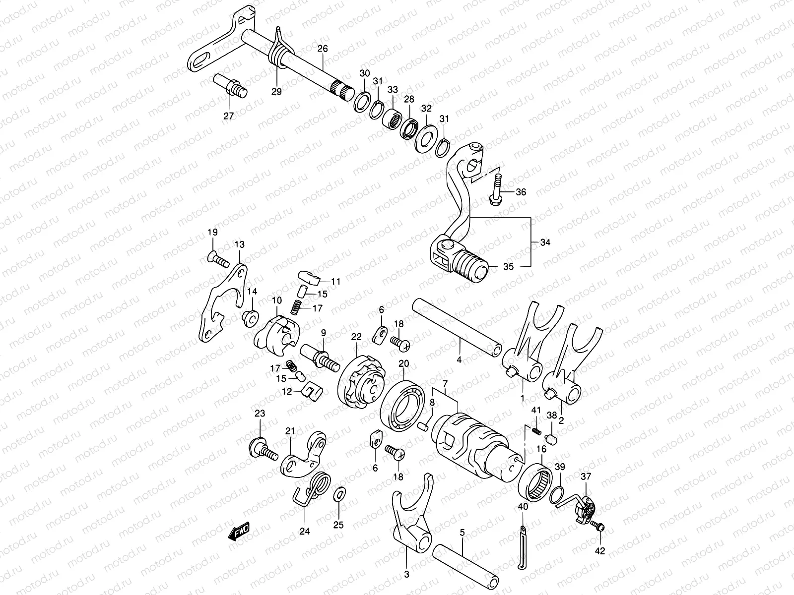 21A - GEAR SHIFTING (DR-Z400EY/EK1/EK2/EK3/EK4 E24)
