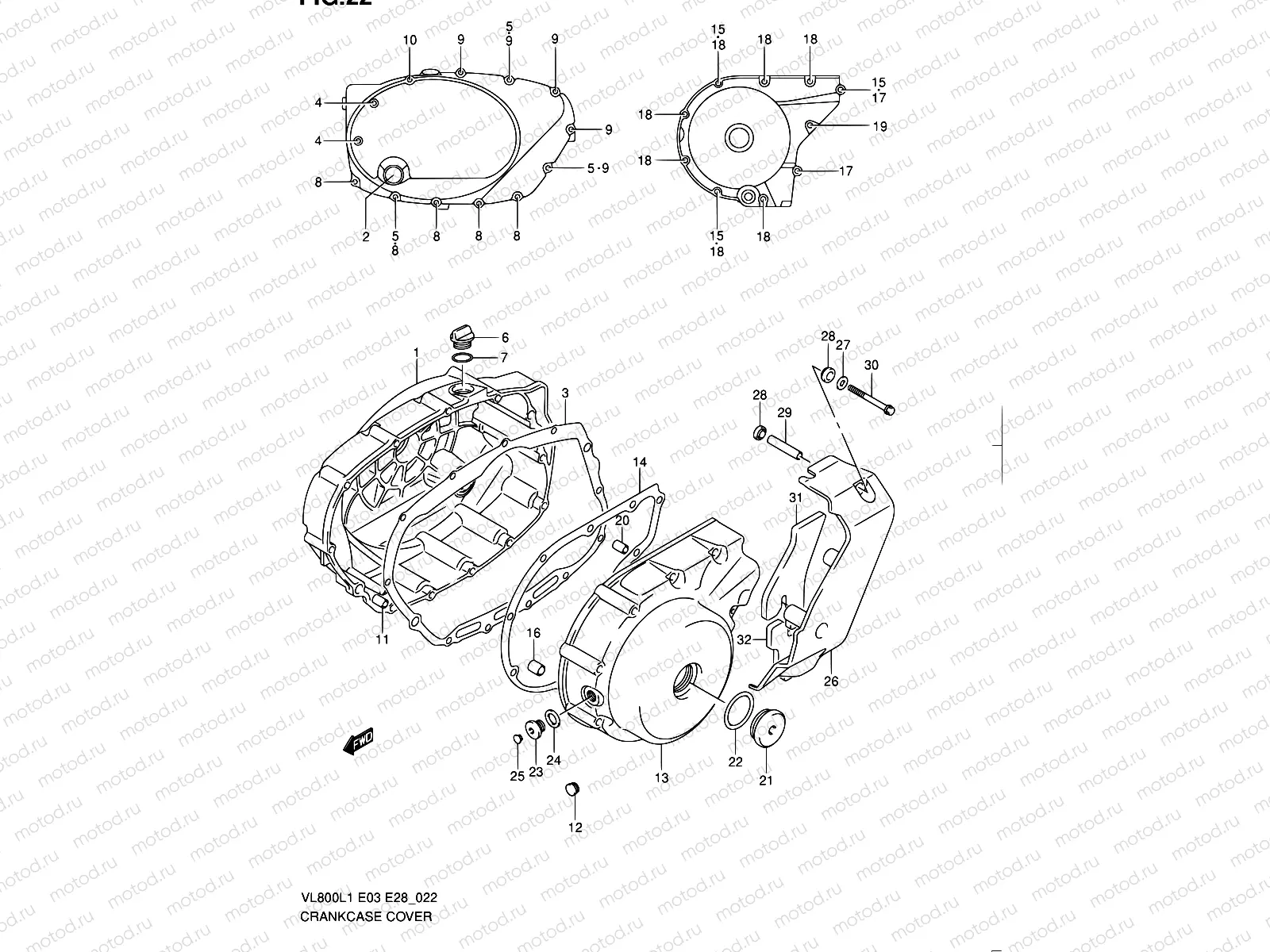 22 - CRANKCASE COVER