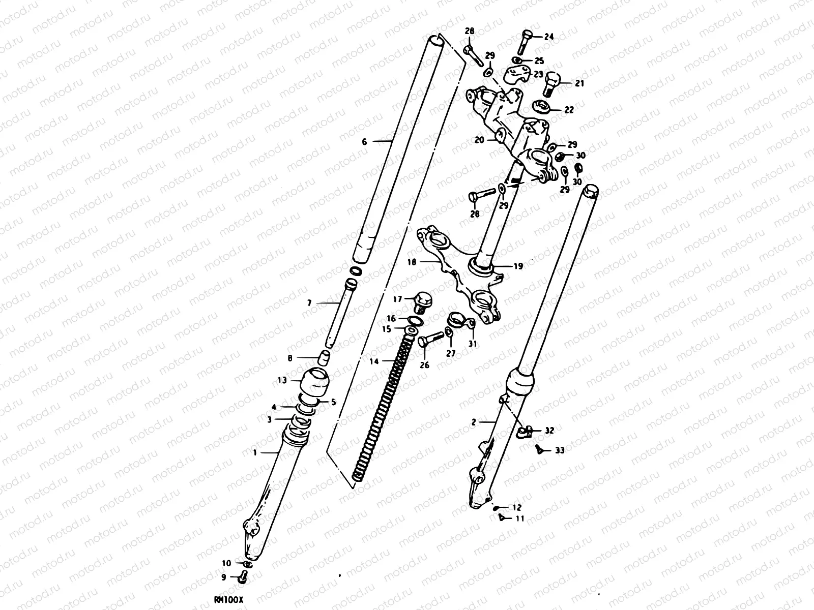 22 - FRONT FORK (RM100N)