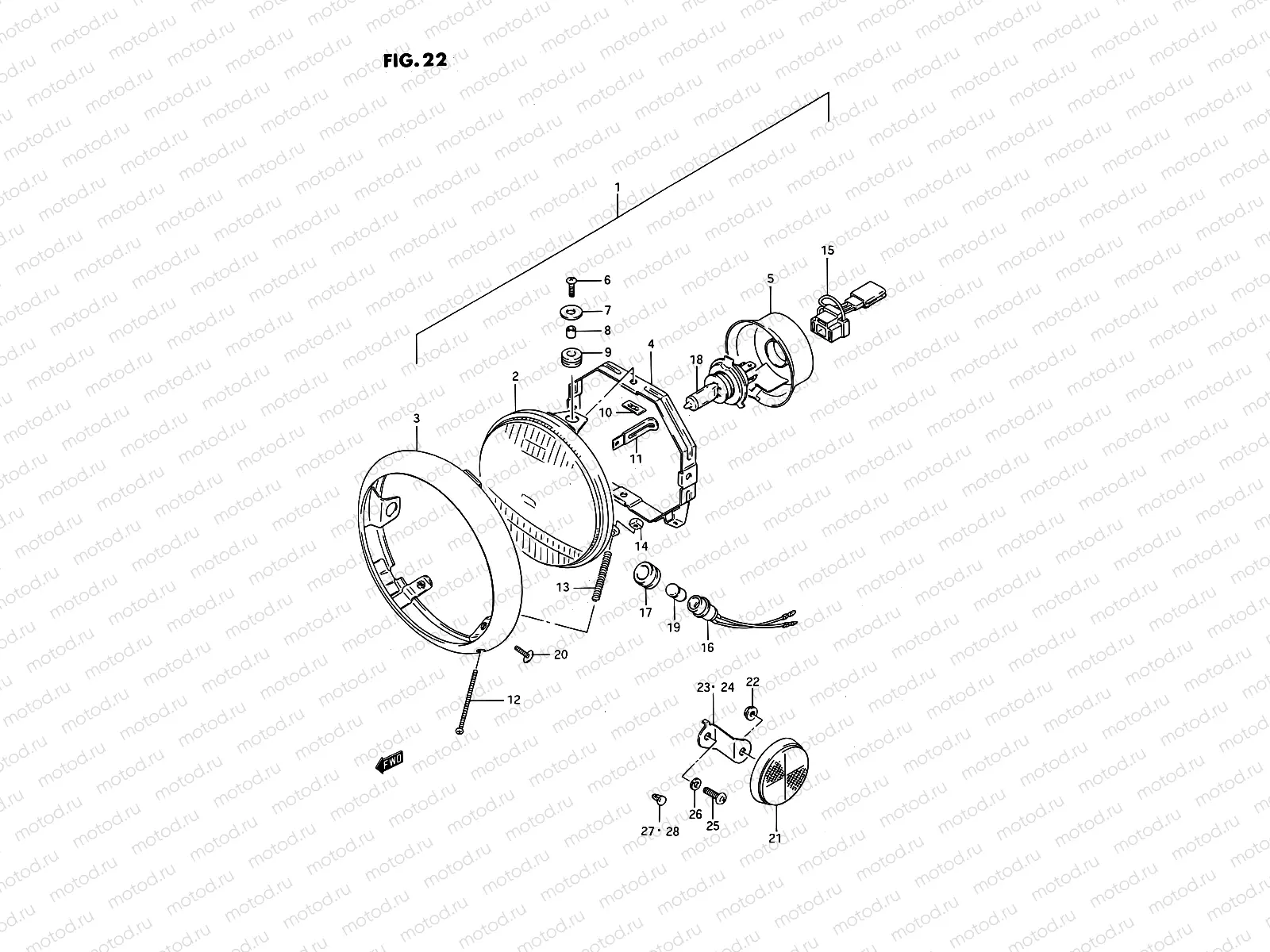22 - HEADLAMP (MODEL G/J/K/L/M)