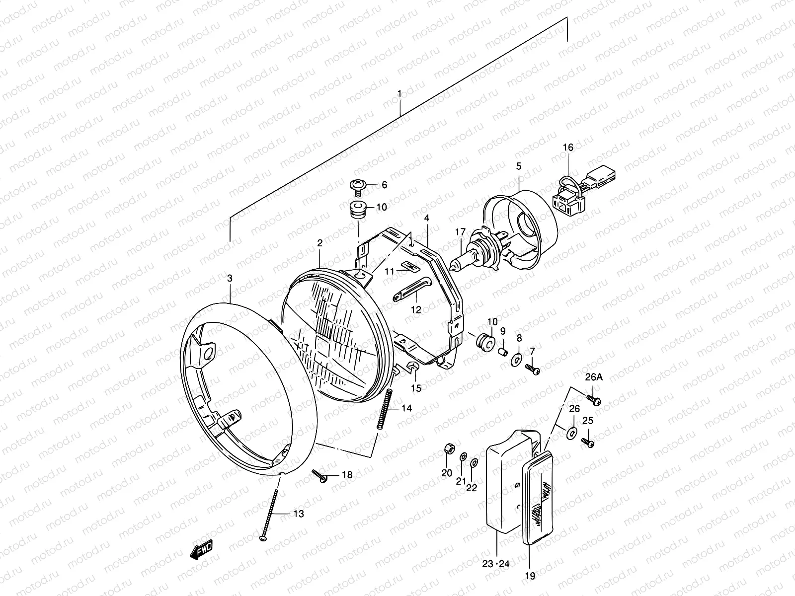 22 - HEADLAMP (MODEL T/V/W/X/Y)