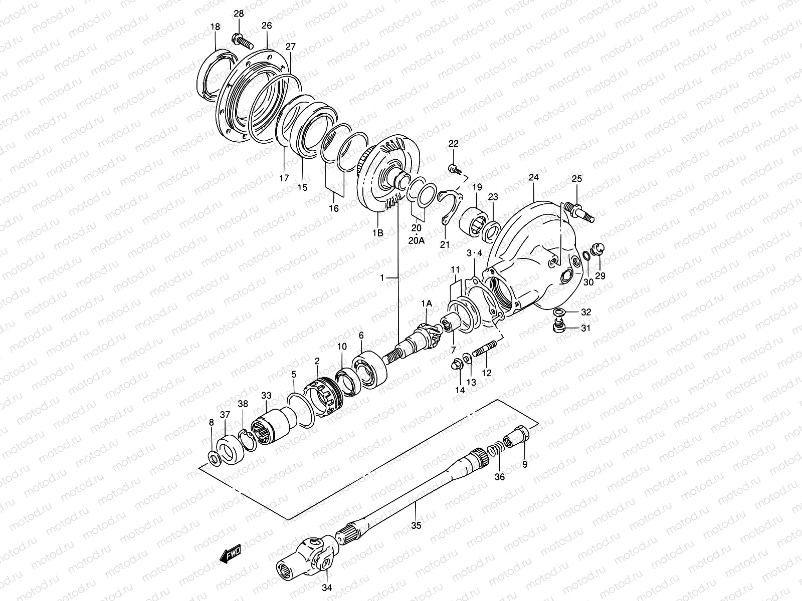 22 - PROPELLER SHAFT - FINAL DRIVE GEAR