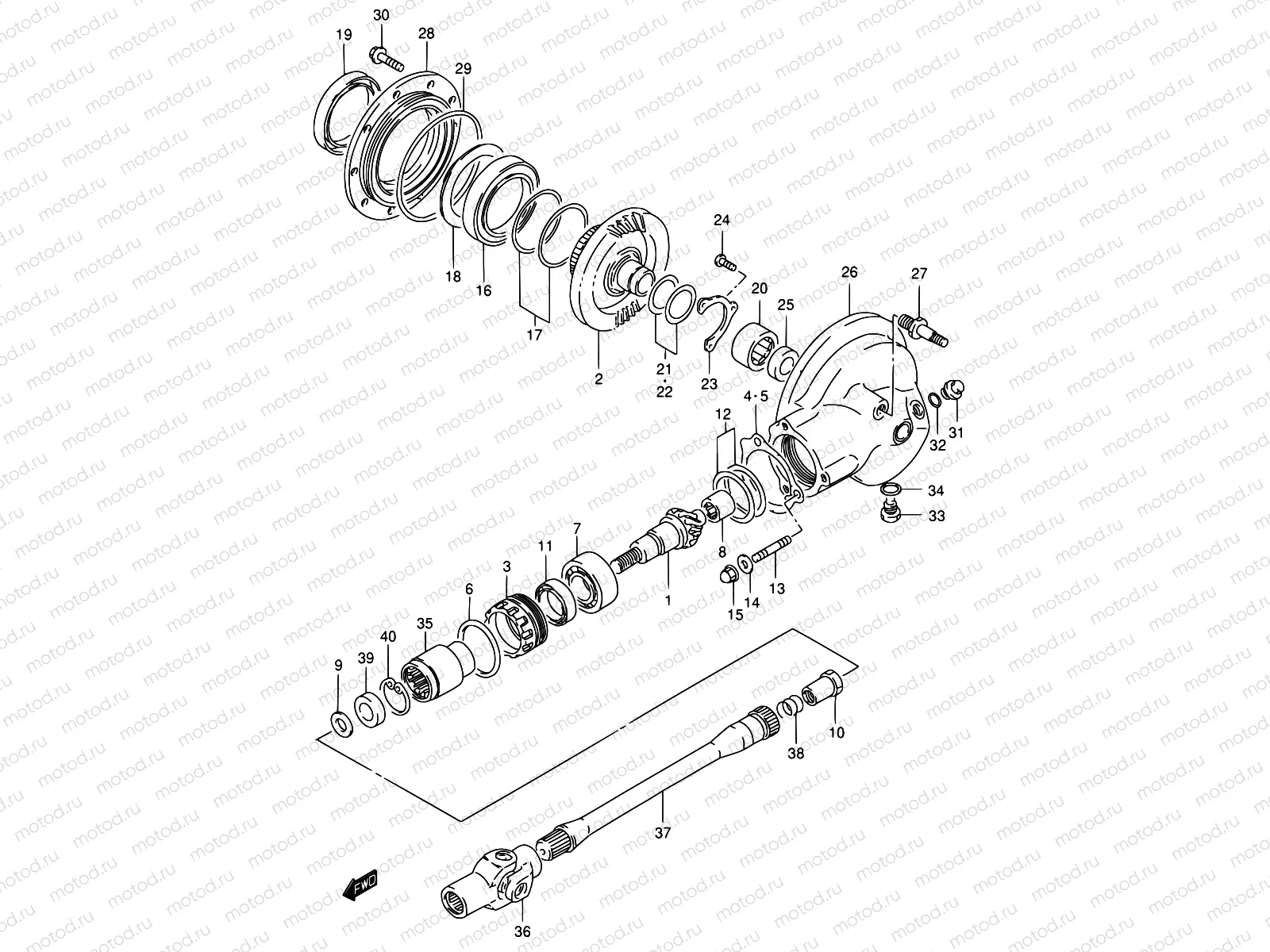 22 - PROPELLER SHAFT - FINAL DRIVE GEAR