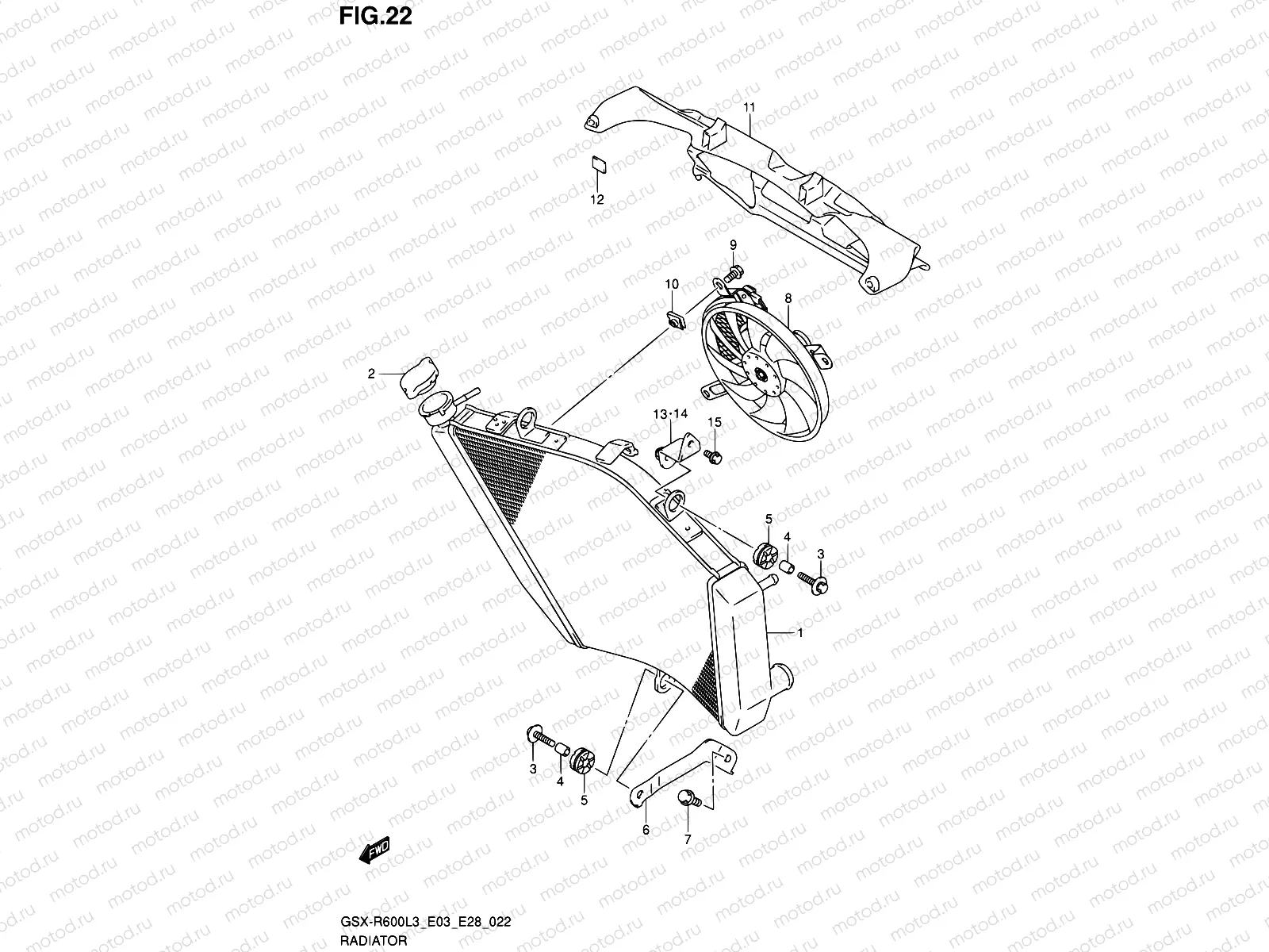22 - RADIATOR (GSX-R600L3 E03)