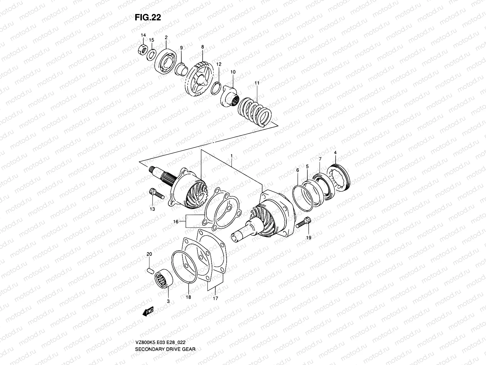 22 - SECONDARY DRIVE GEAR