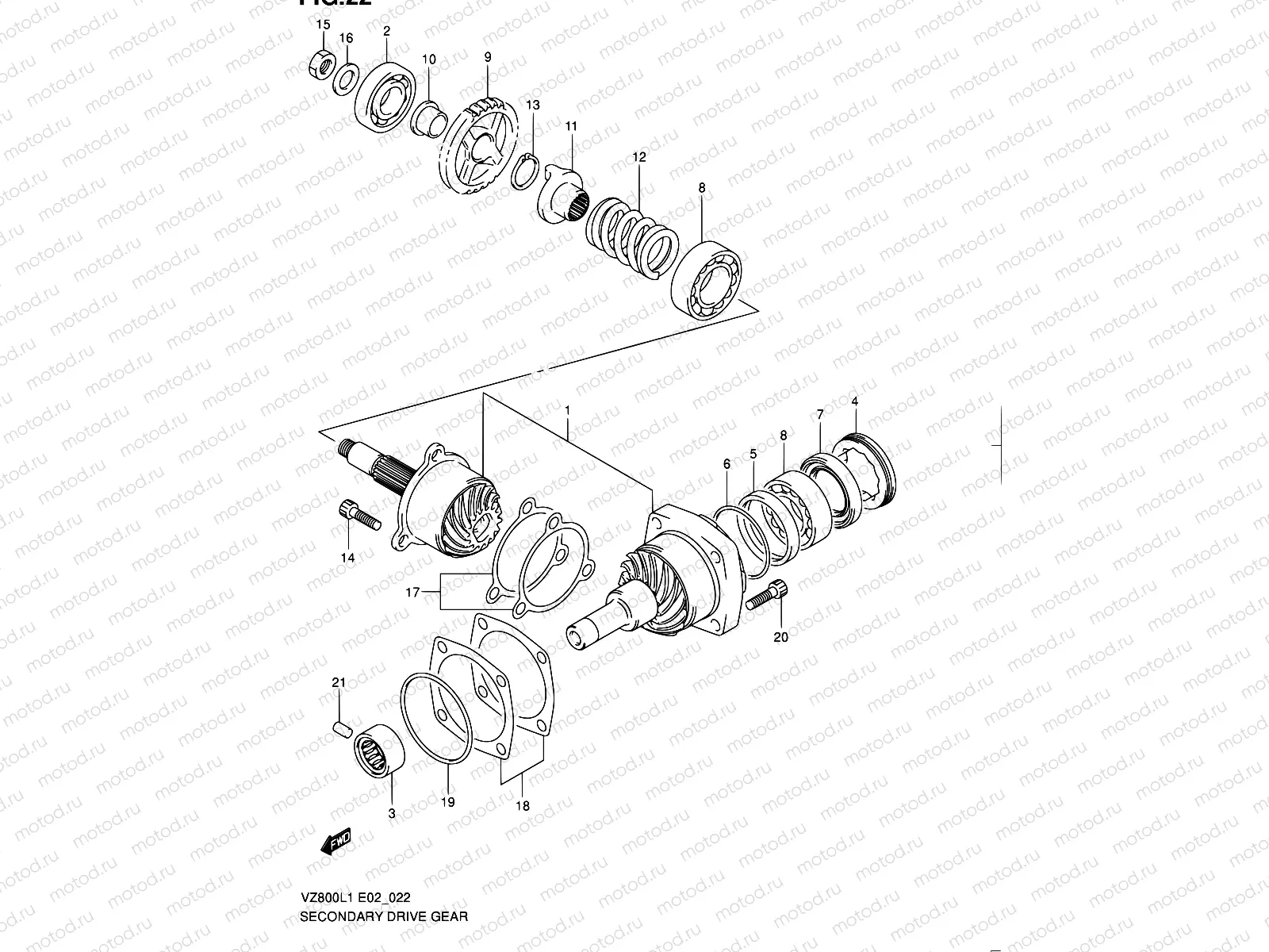 22 - SECONDARY DRIVE GEAR