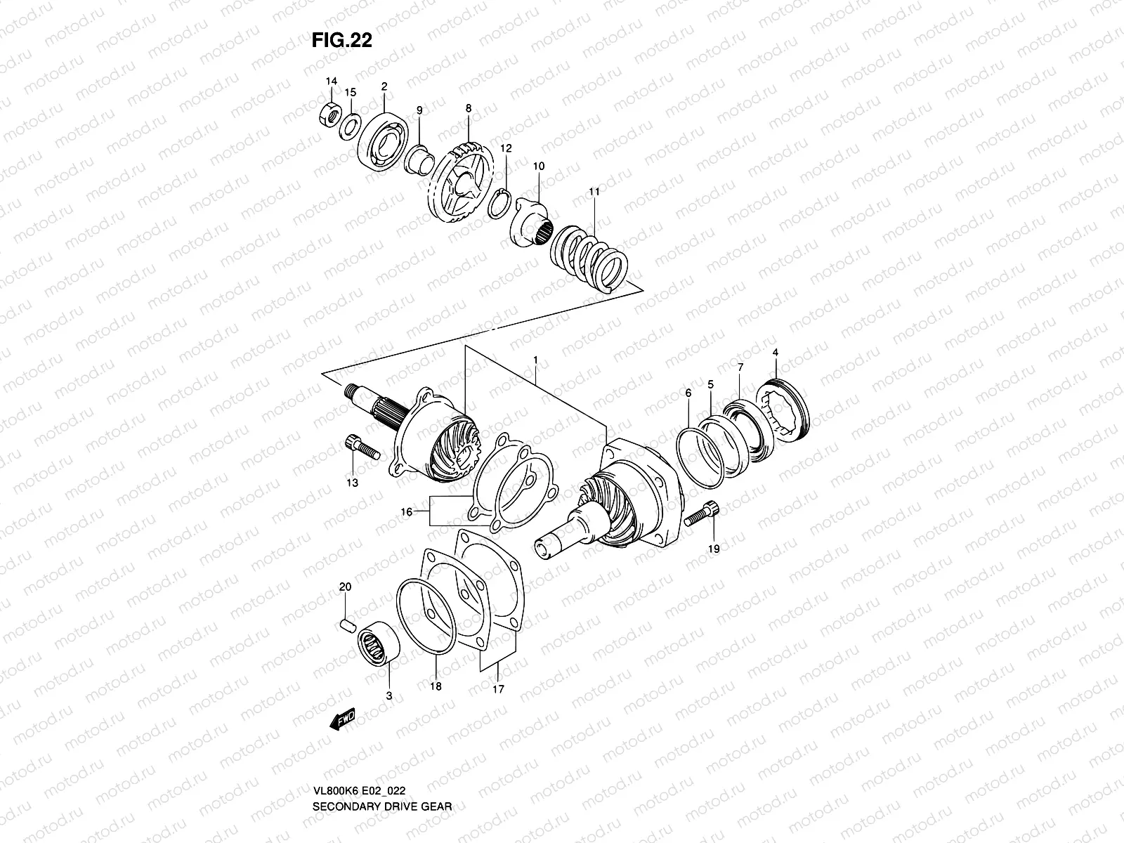 22 - SECONDARY DRIVE GEAR