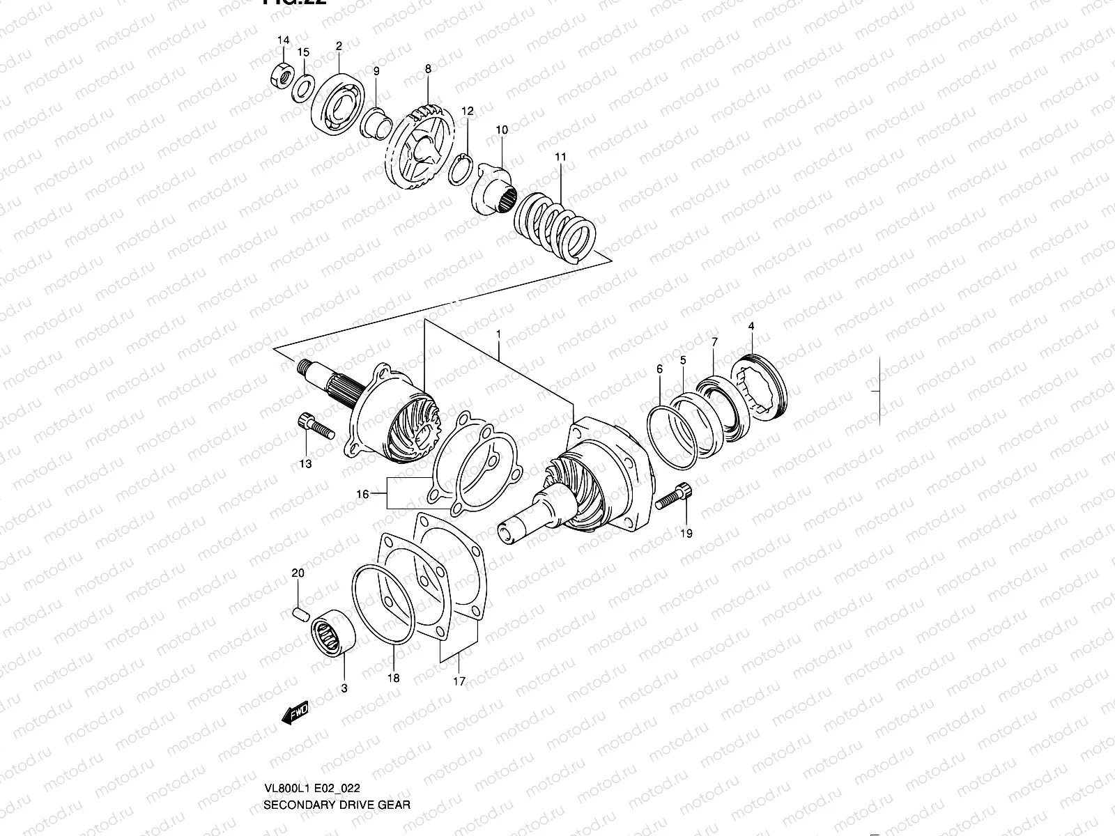 22 - SECONDARY DRIVE GEAR