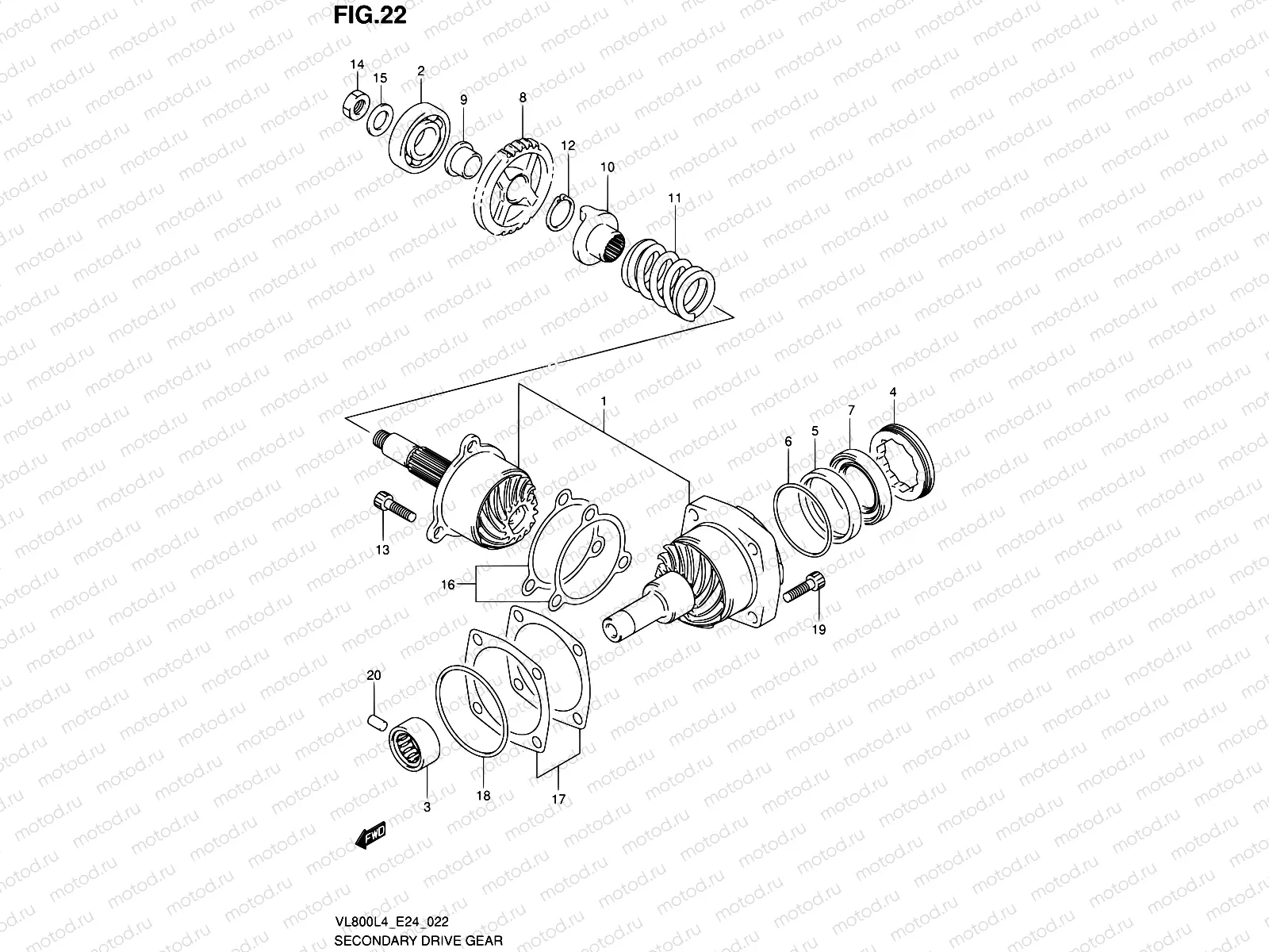 22 - SECONDARY DRIVE GEAR