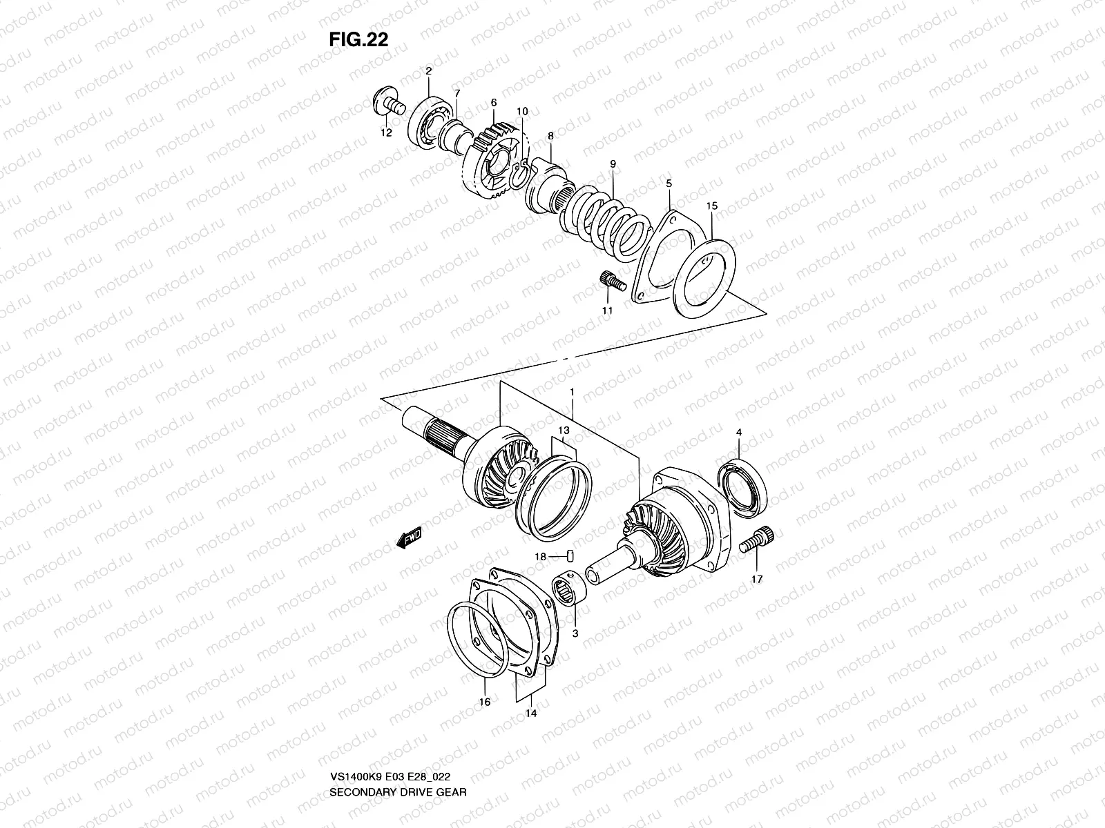 22 - SECONDARY DRIVE GEAR