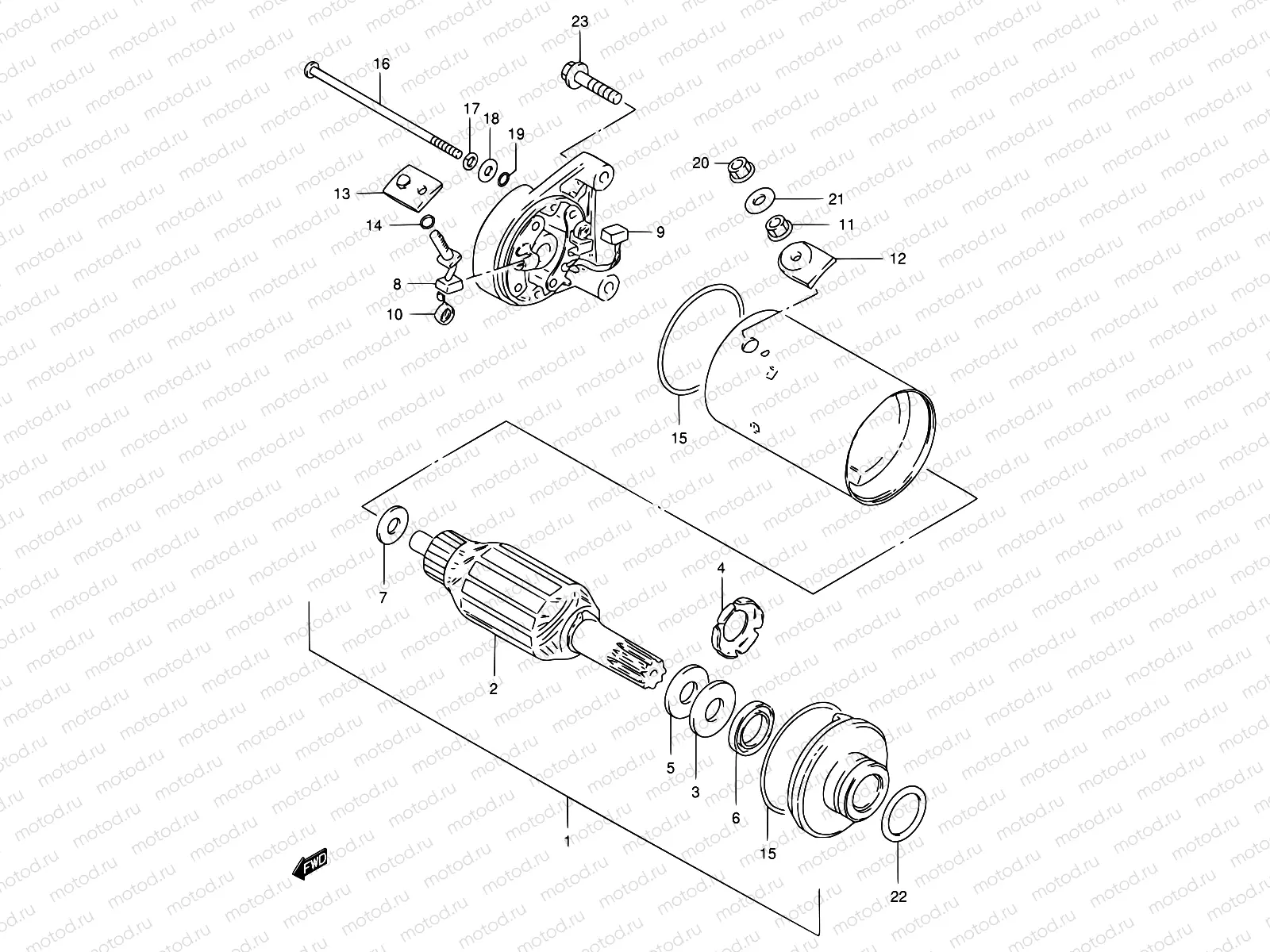22 - STARTING MOTOR (GS125ESZ/EZ/ESD/ESF/ESK/ESL)