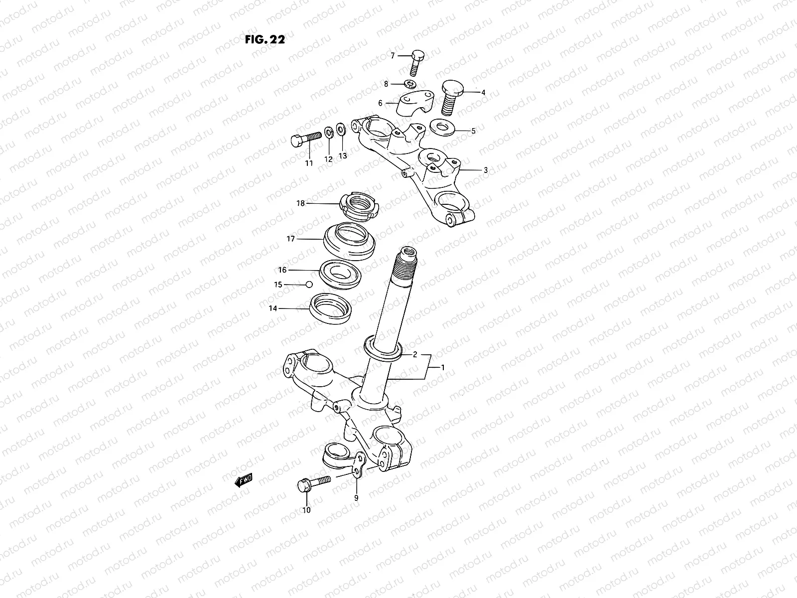 22 - STEERING STEM (MODEL G/H)
