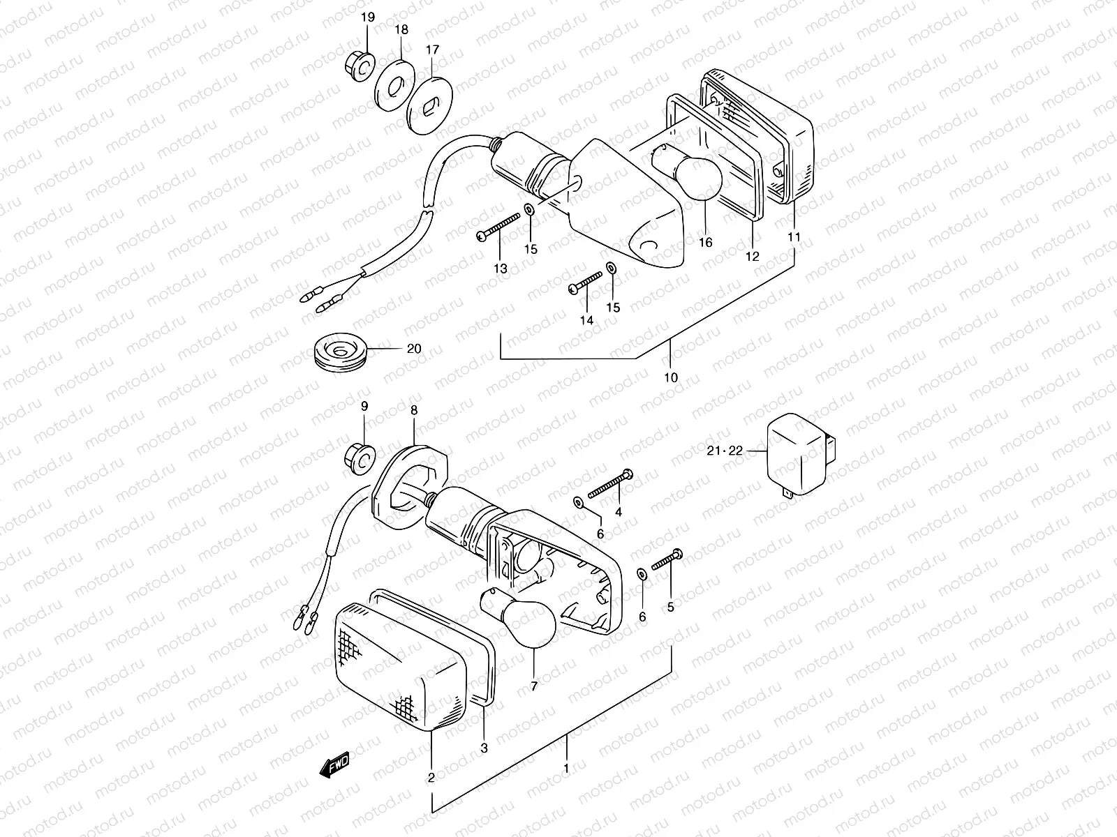 22 - TURN SIGNAL LAMP (E02,E04,E21,E22,E24,E34)