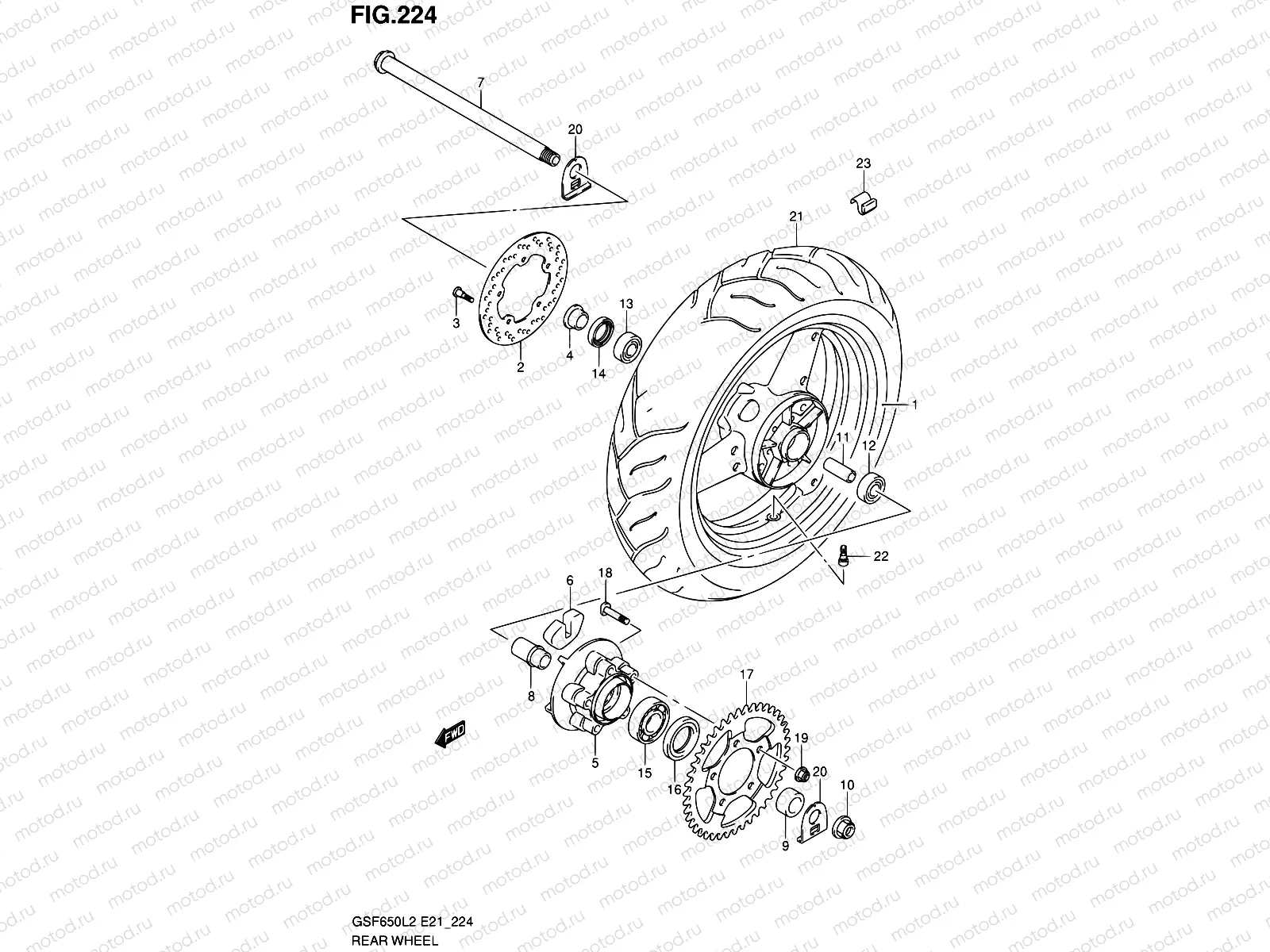 224 - REAR WHEEL (GSF650UL2 E21)