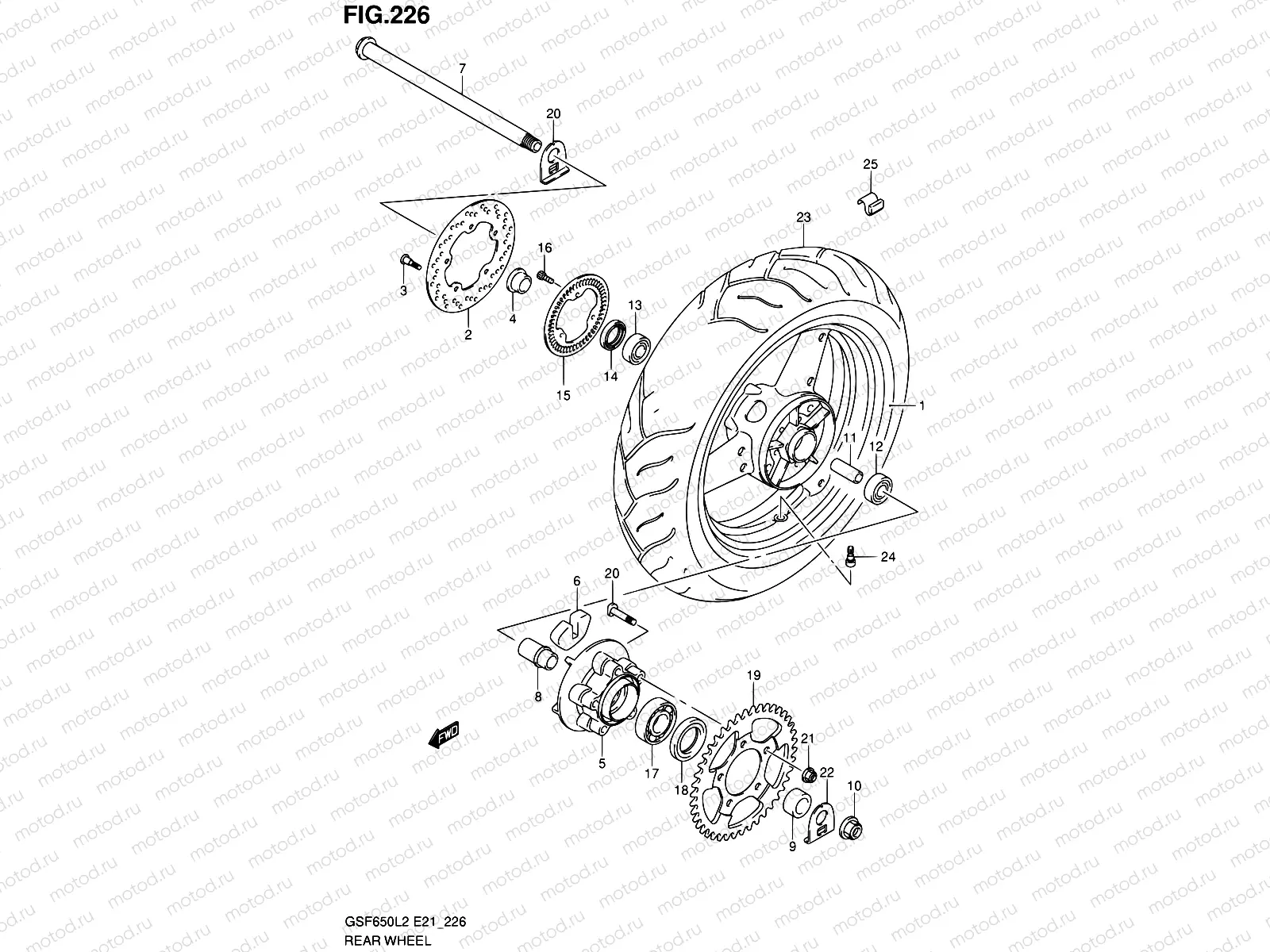 226 - REAR WHEEL (GSF650UAL2 E21)