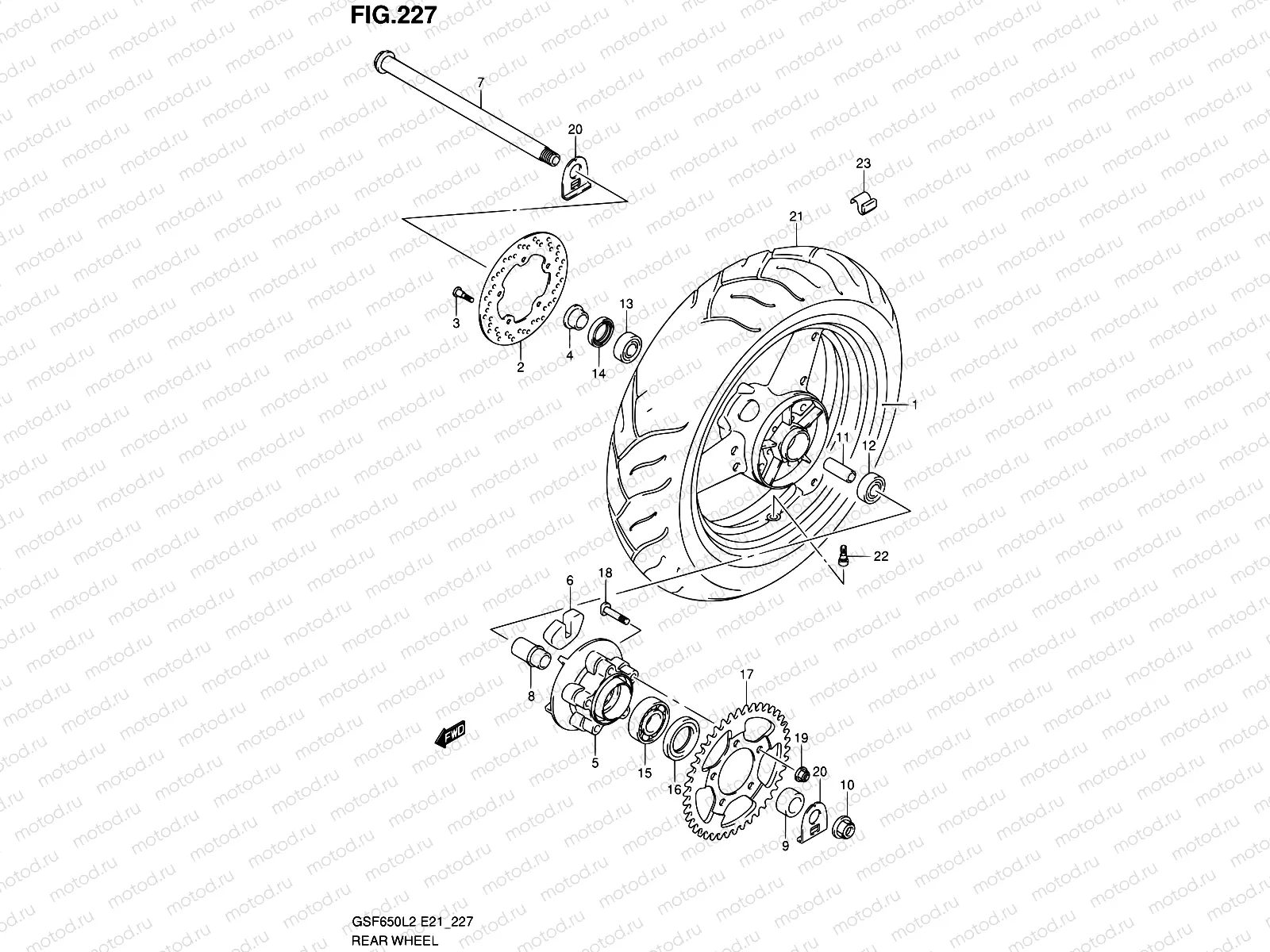227 - REAR WHEEL (GSF650SL2 E21)