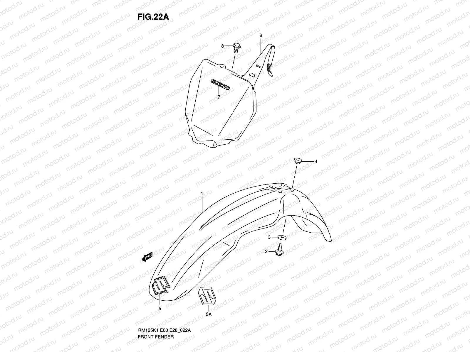 22A - FRONT FENDER (MODEL K4/K5/K6)