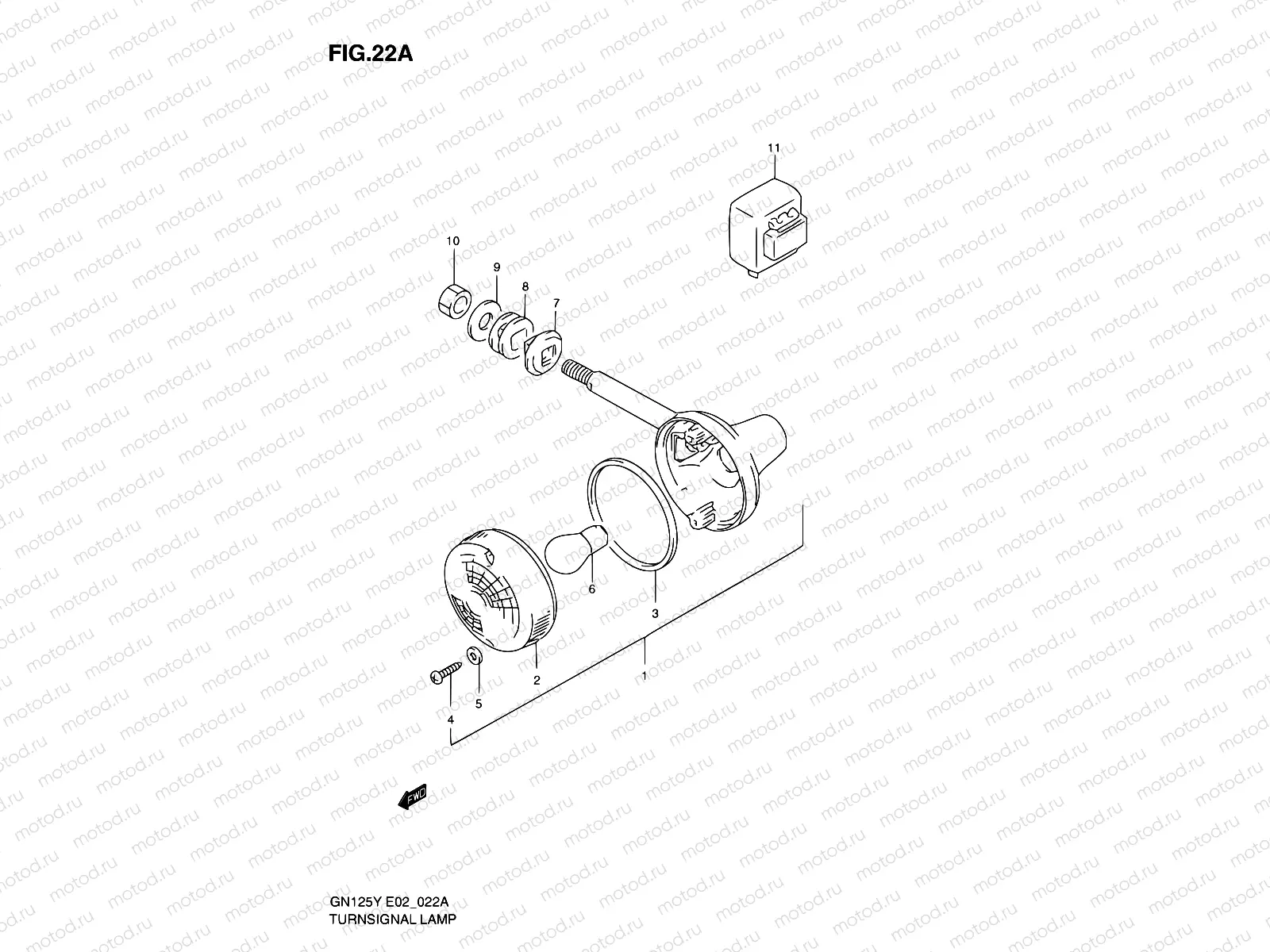 22A - FRONT TURN SIGNAL LAMP (MODEL Y/K1 E02,E04,E18,E21,E22,E71)