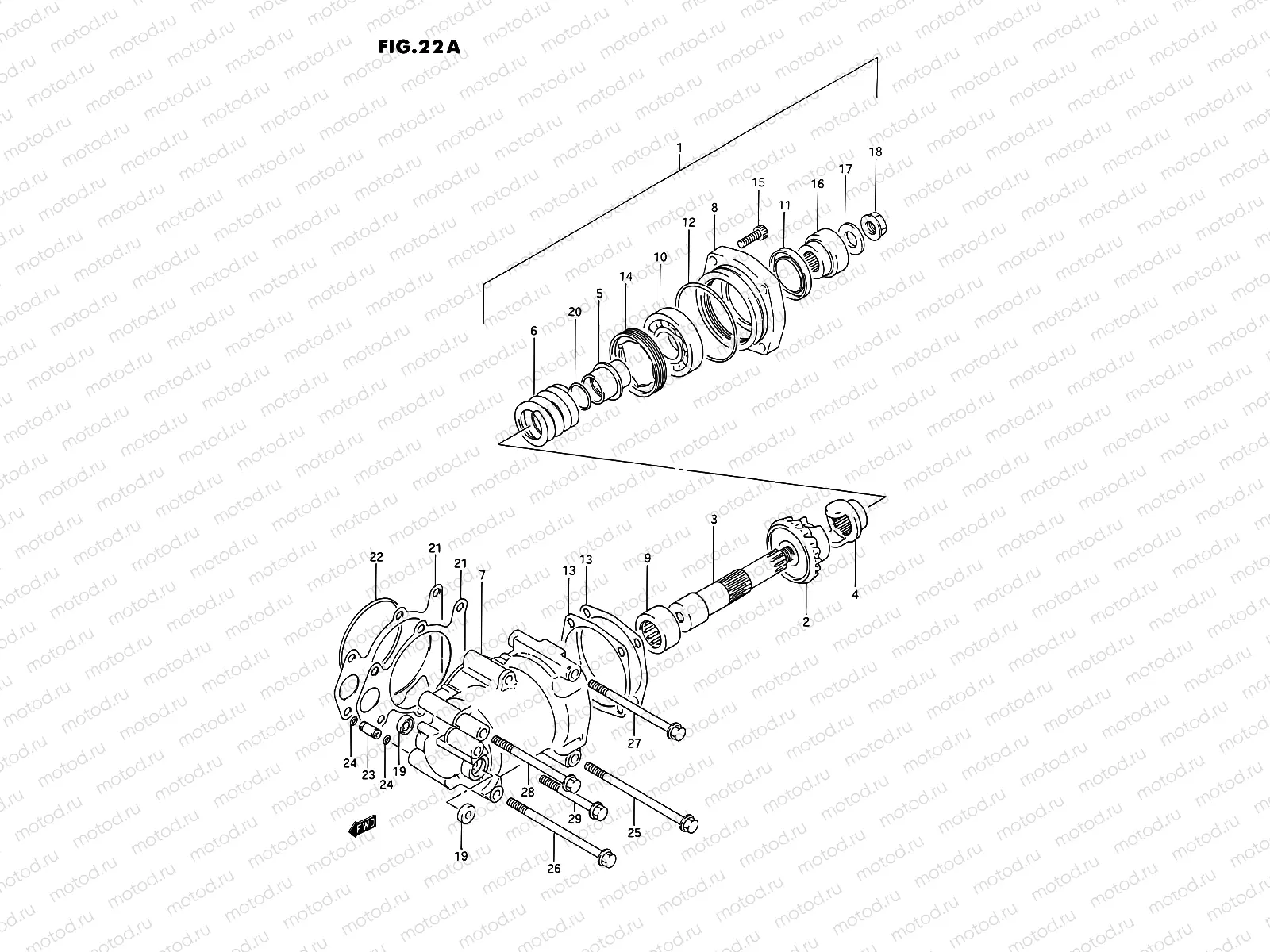 22A - SECONDARY DRIVE GEAR (MODEL N/P/R)