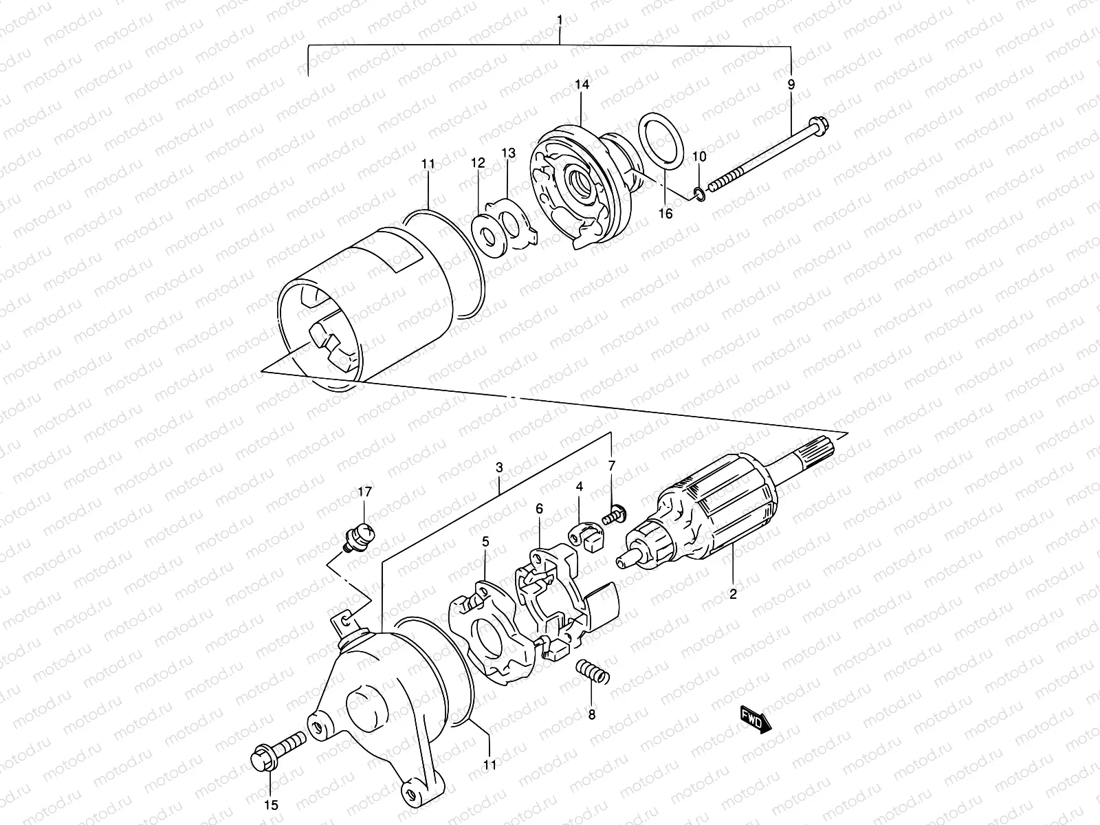 22A - STARTING MOTOR (GS125SR,GS125ESM/ESR)