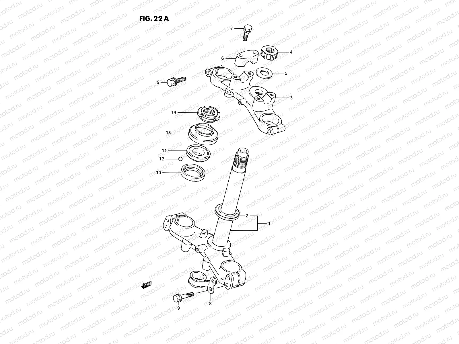 22A - STEERING STEM (MODEL K)