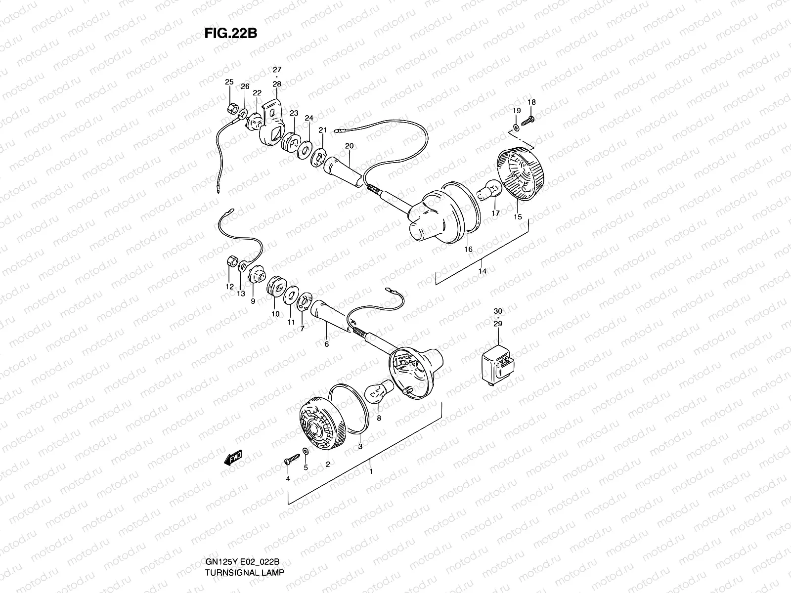 22B - TURN SIGNAL LAMP (MODEL V/W/X/Y/K1 E01,E30)