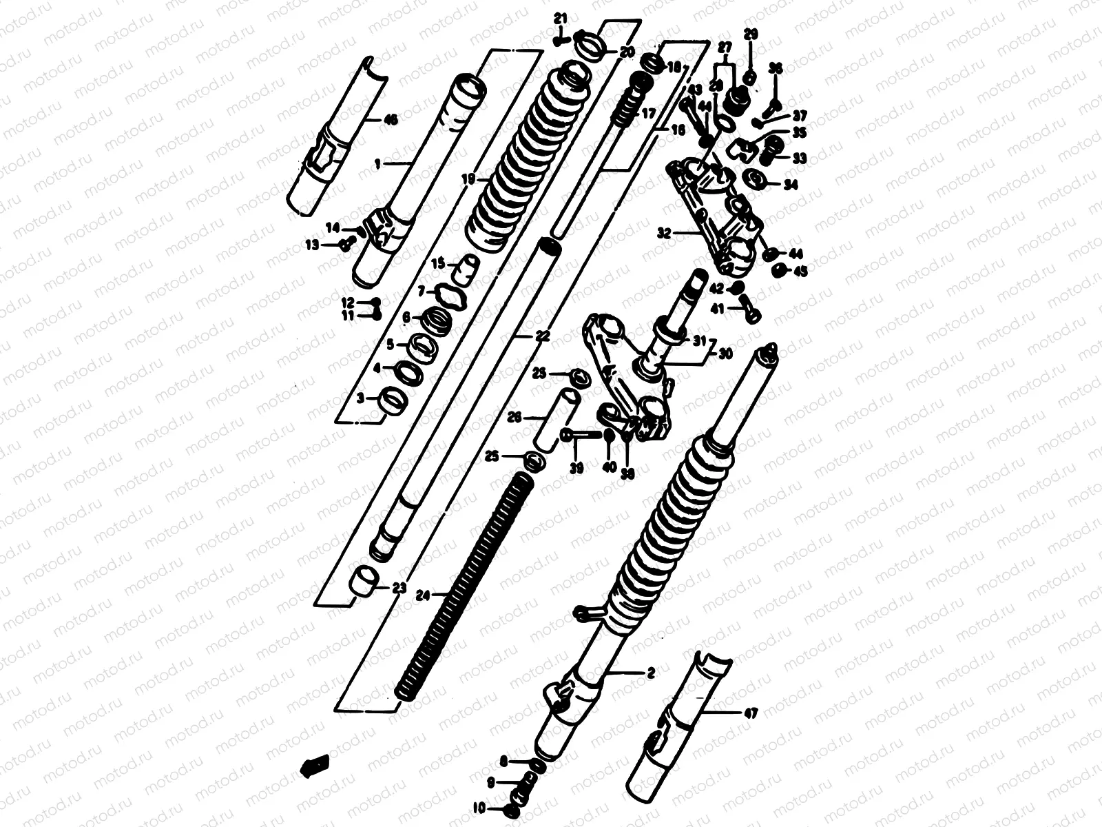 23 - FRONT FORK (MODEL E)