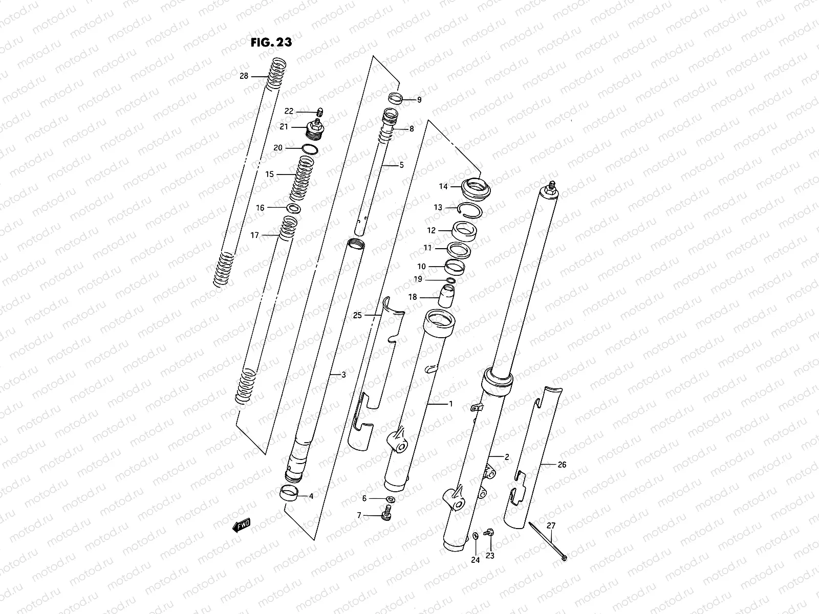 23 - FRONT FORK (MODEL G/H/J)