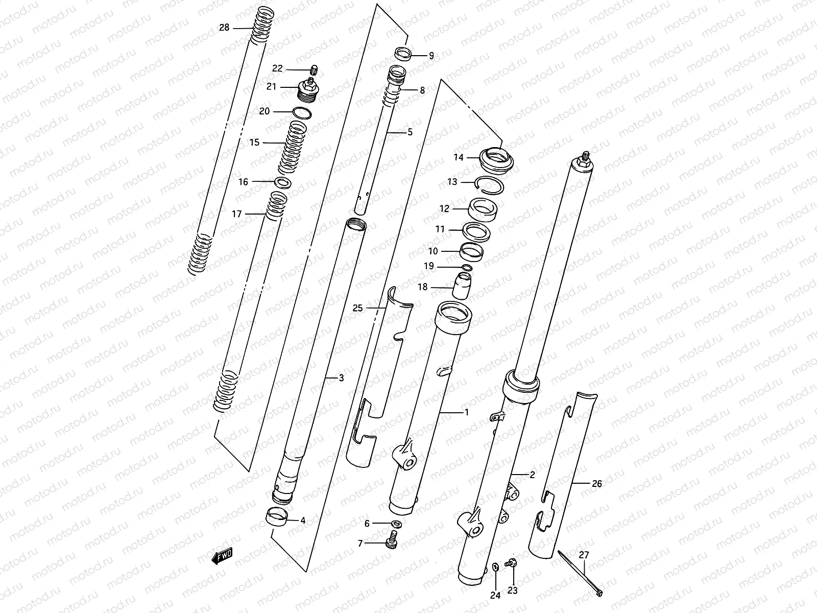23 - FRONT FORK (MODEL G/H/J)