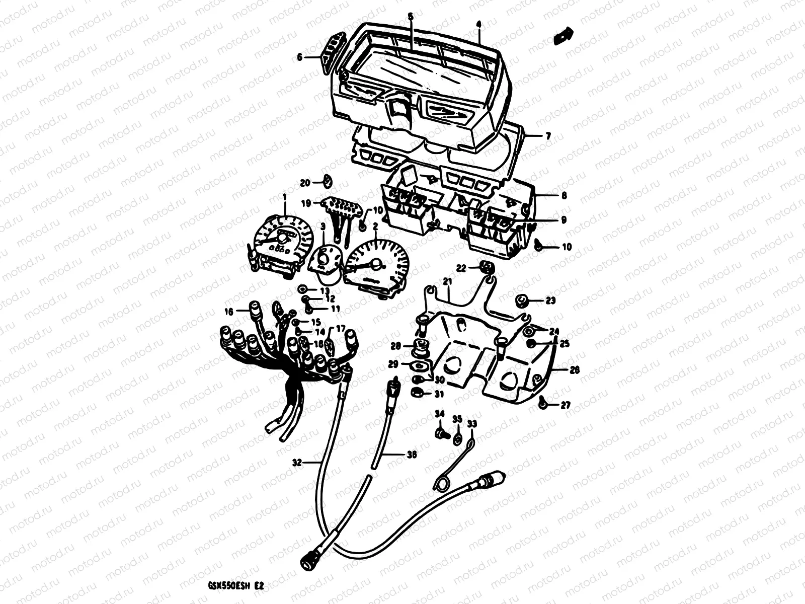 23 - SPEEDOMETER-TACHOMETER (GSX550EF/EUF/EG/EUG/EUH)