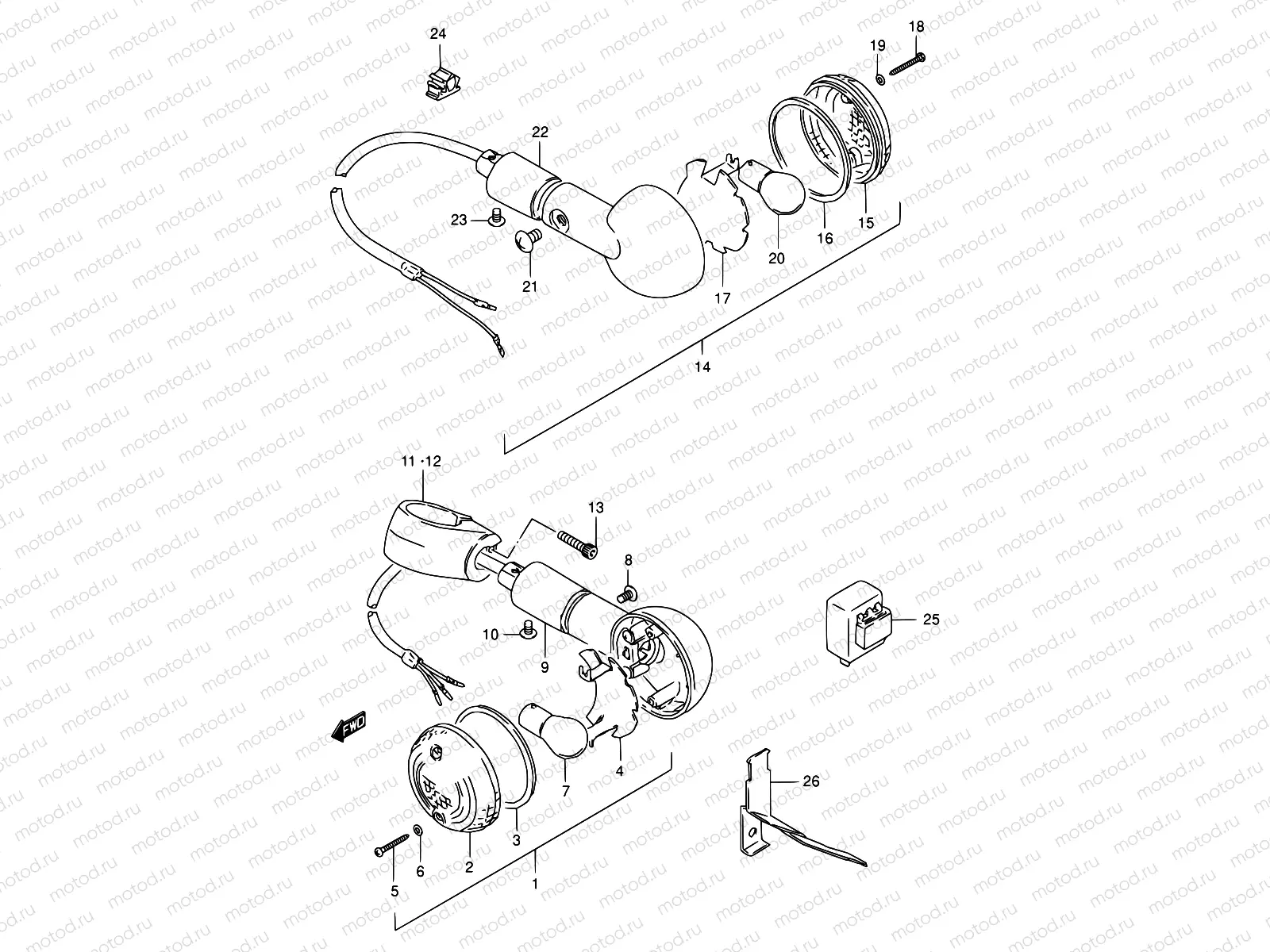 23 - TURN SIGNAL LAMP (MODEL T/V/W/Y/K1/K2/K3)