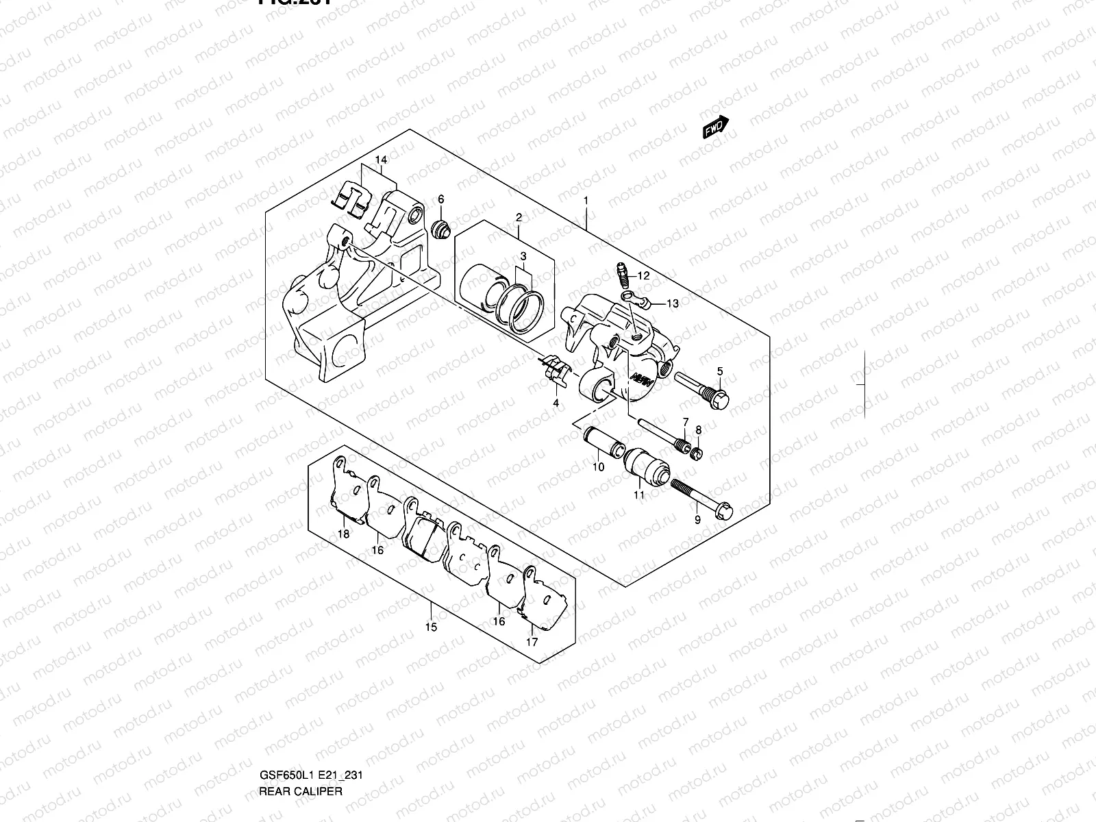 231 - REAR CALIPER (GSF650L1 E21)