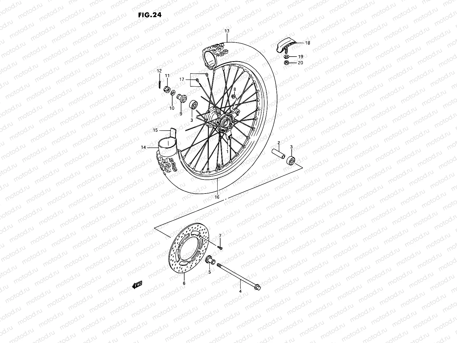 24 - FRONT WHEEL (MODEL G/H/K)