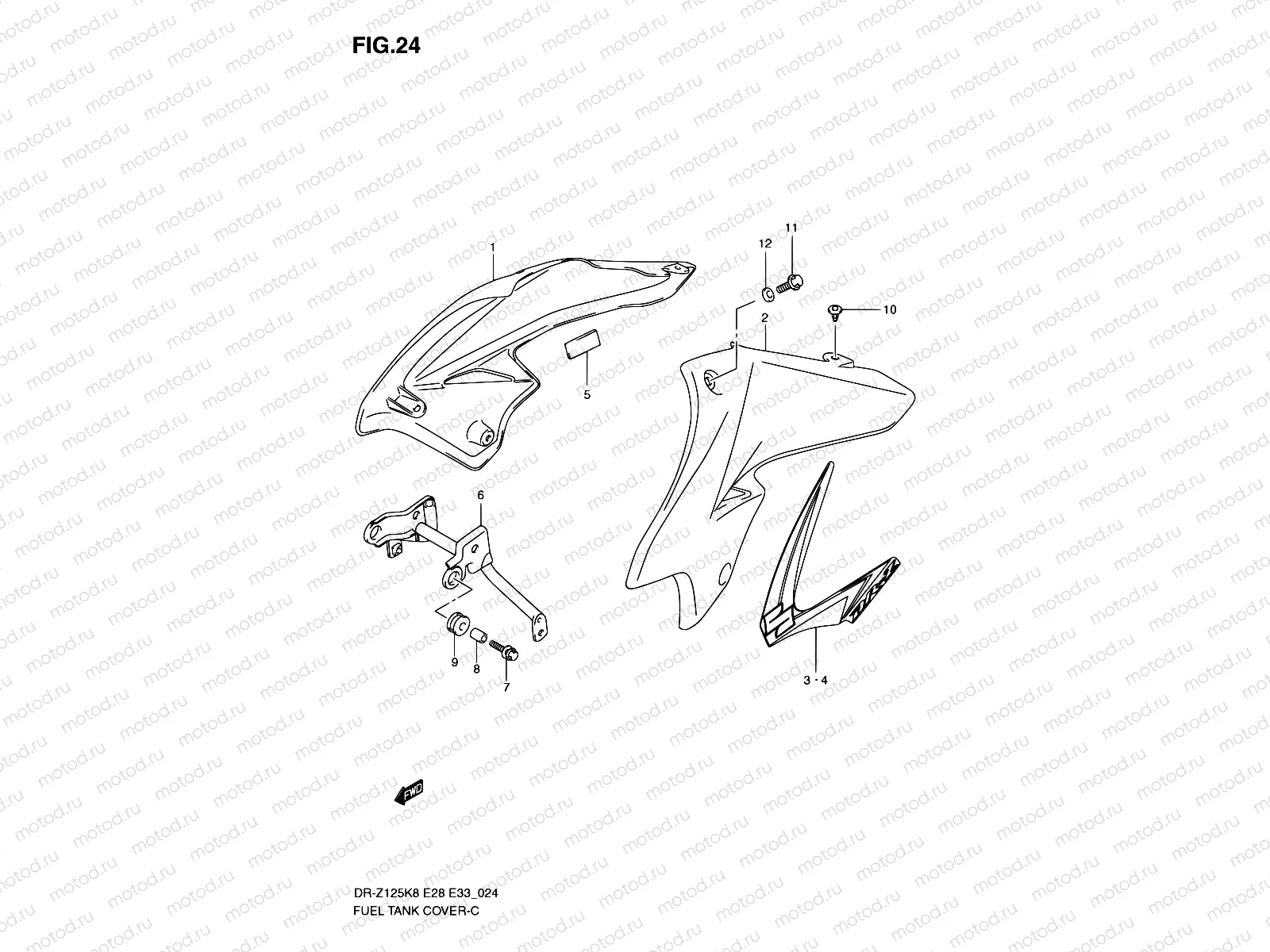 24 - FUEL TANK COVER (MODEL K8)