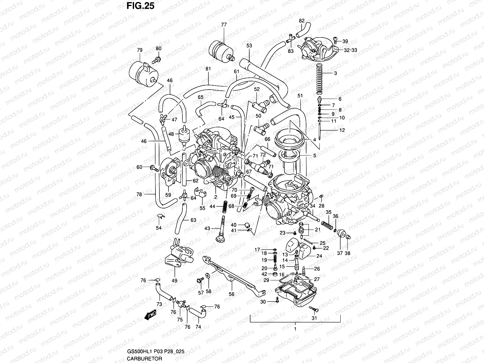 25 - CARBURETOR (GS500FH P33)