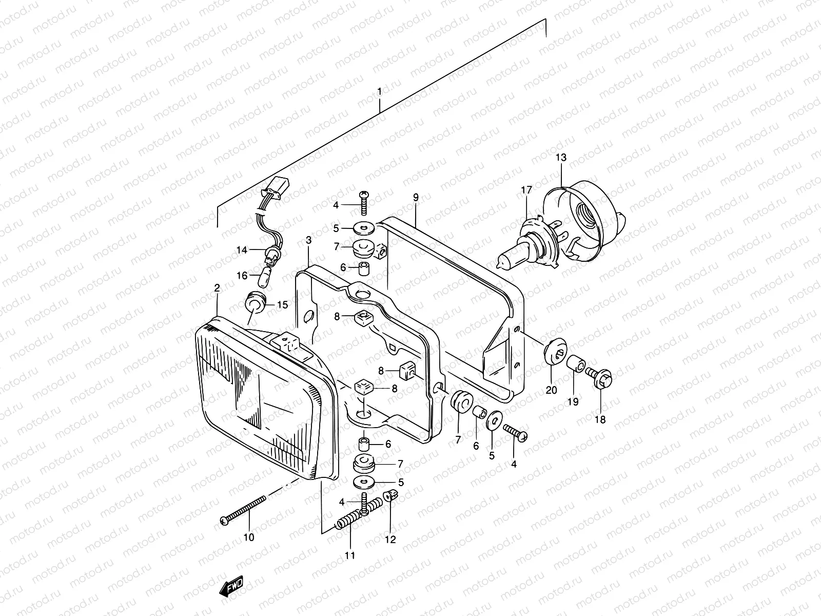 25 - HEADLAMP (MODEL R)