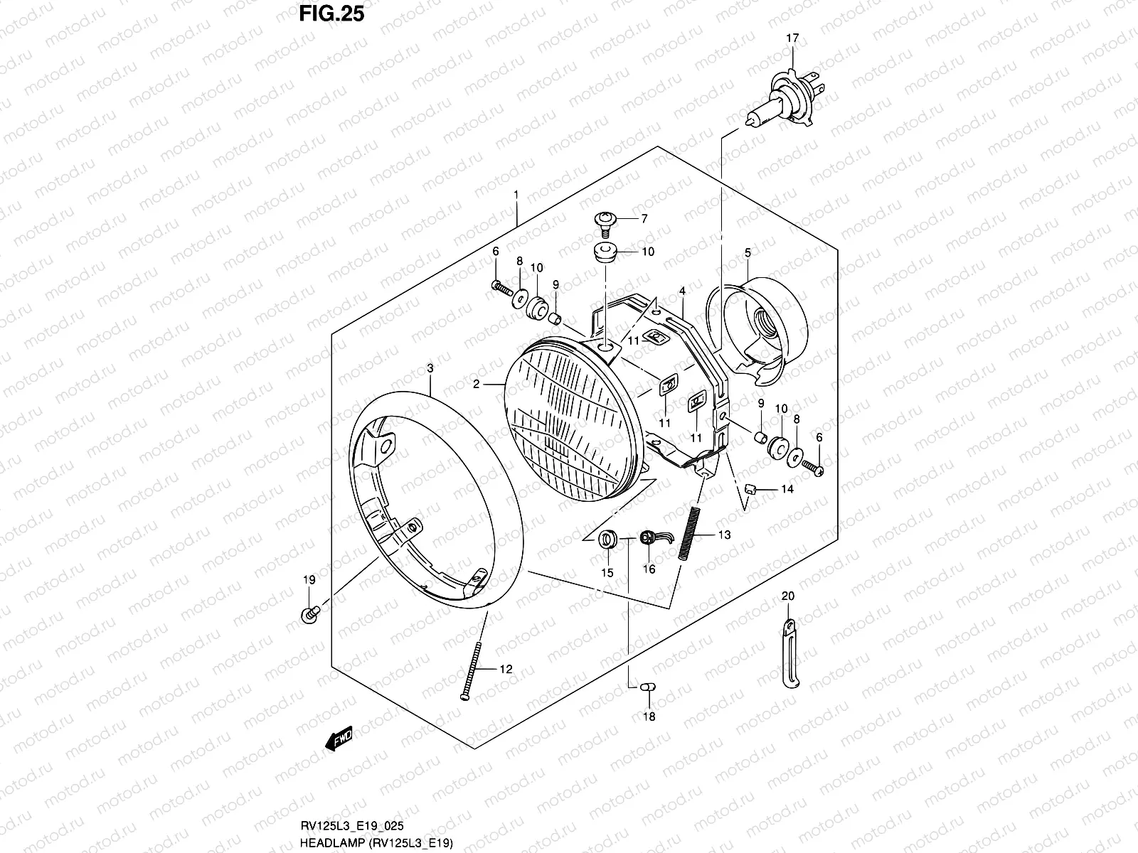 25 - HEADLAMP (RV125L3 E19)