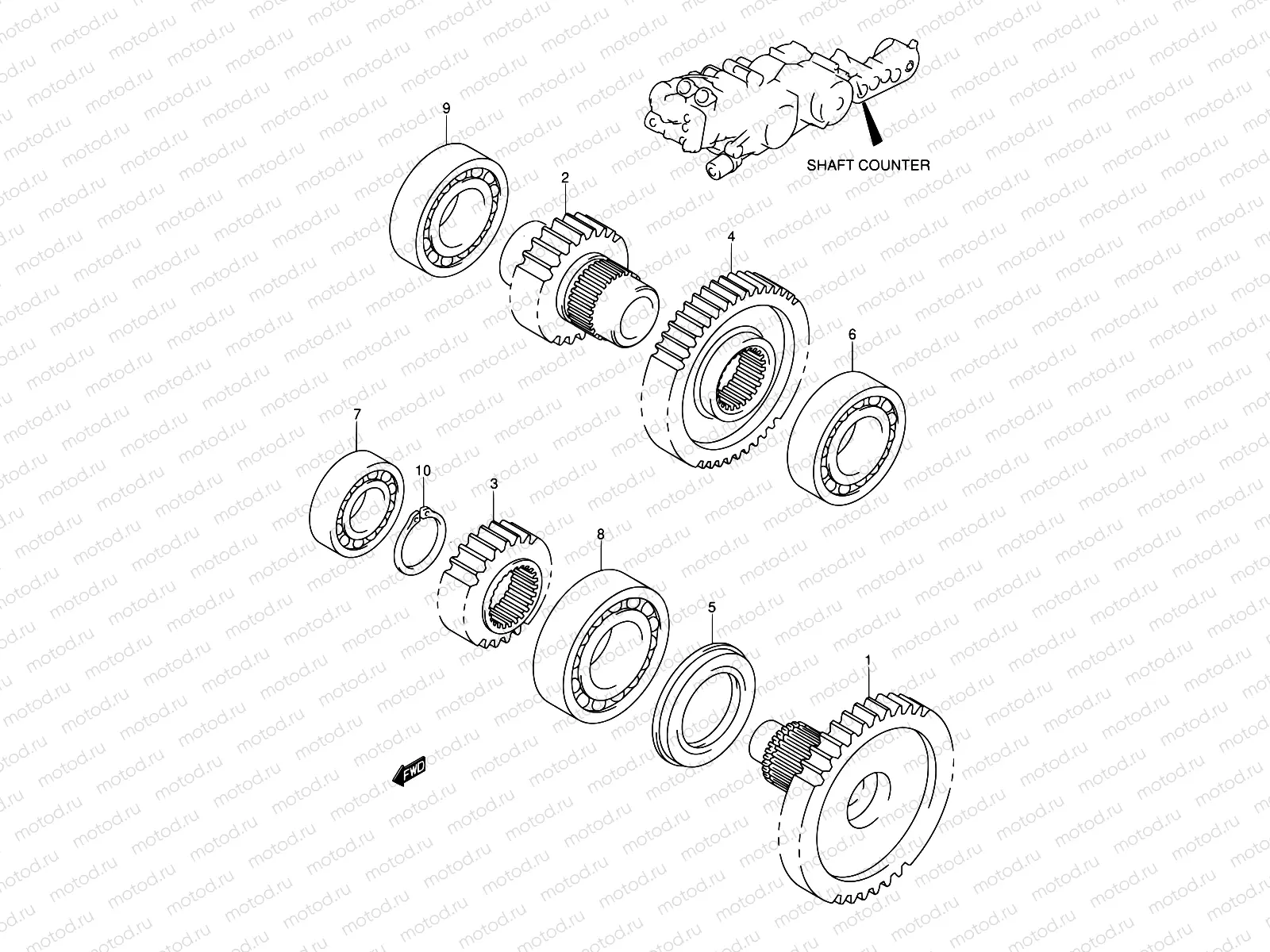 25 - SHAFT COUNTER/IDLER (MODEL K3/K4)