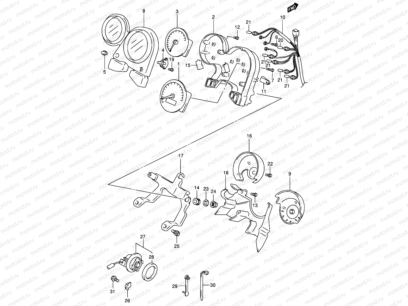 25 - SPEEDOMETER (SV650X/UX/Y/UY/K1/UK1/K2/UK2)