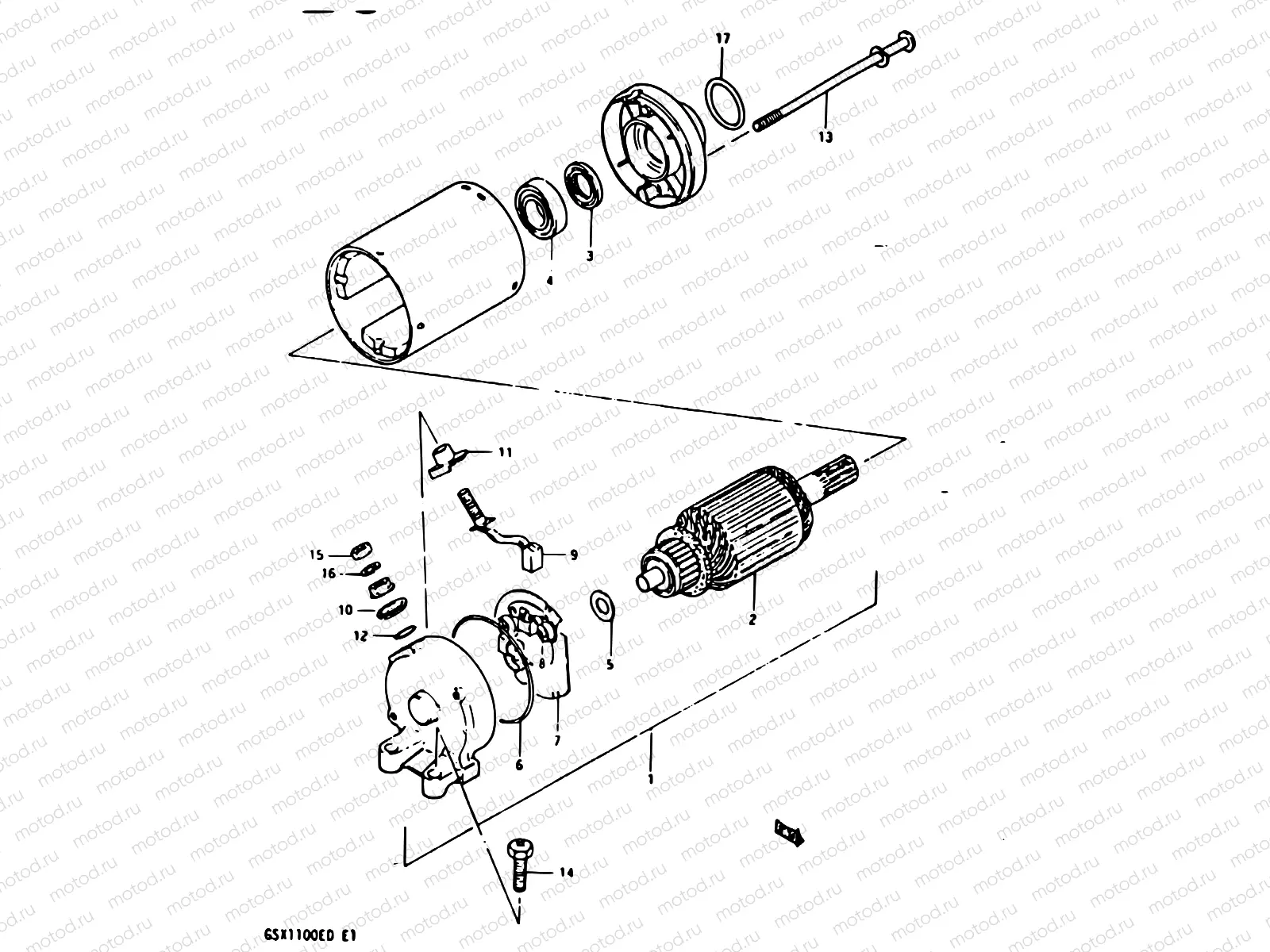 25 - STARTING MOTOR (GSX1100Z/EZ/D/ED/XD/EXD)