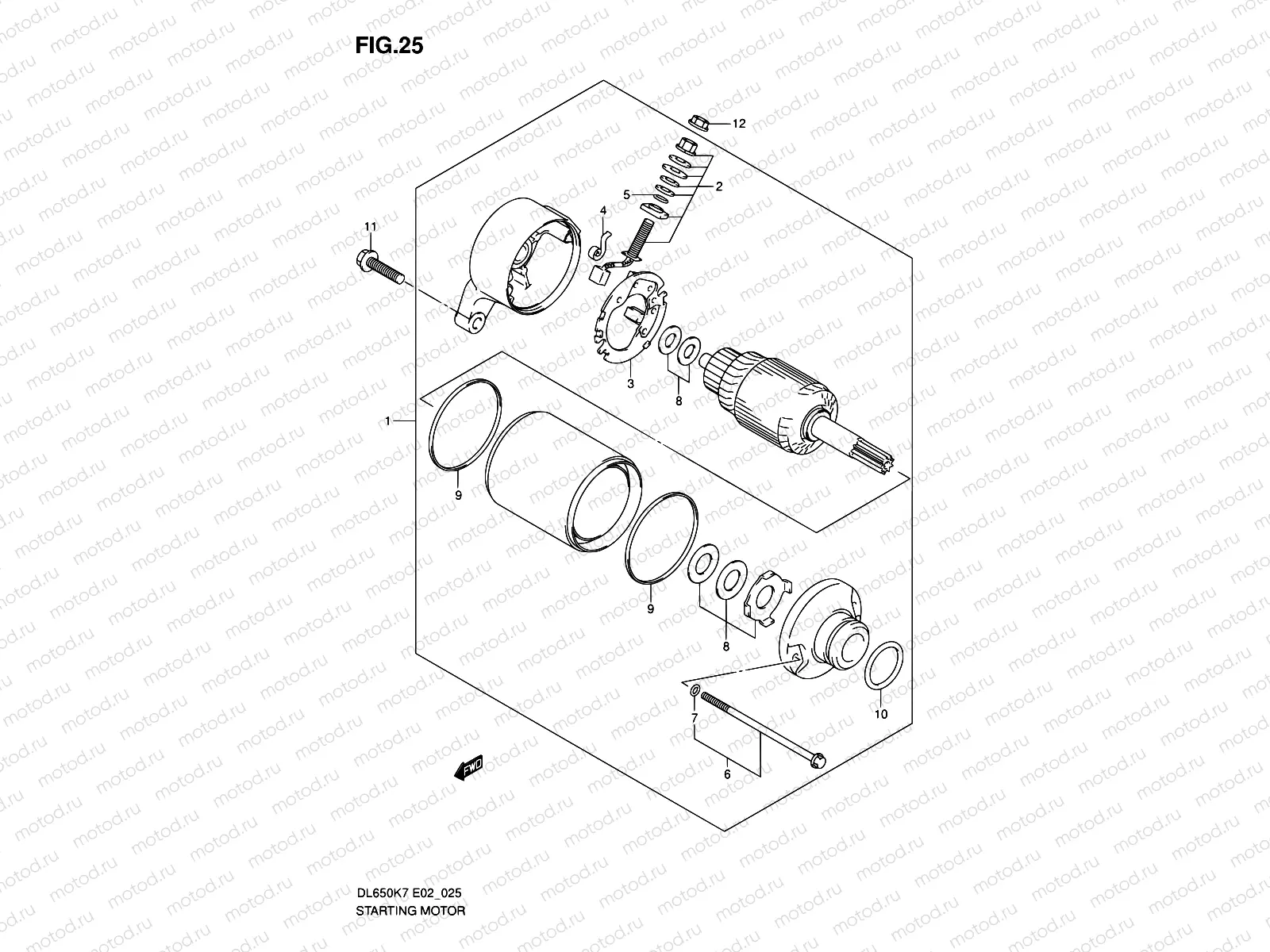 25 - STARTING MOTOR (MODEL K7/K8/K9 E02/E19/E24)