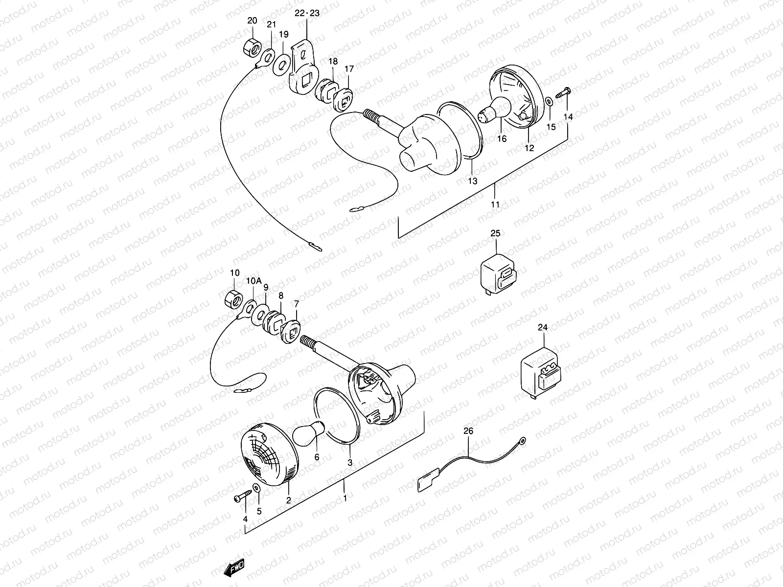 25 - TURN SIGNAL LAMP (MODEL T/W/X E02,E04,E22,E24,E34,E71)