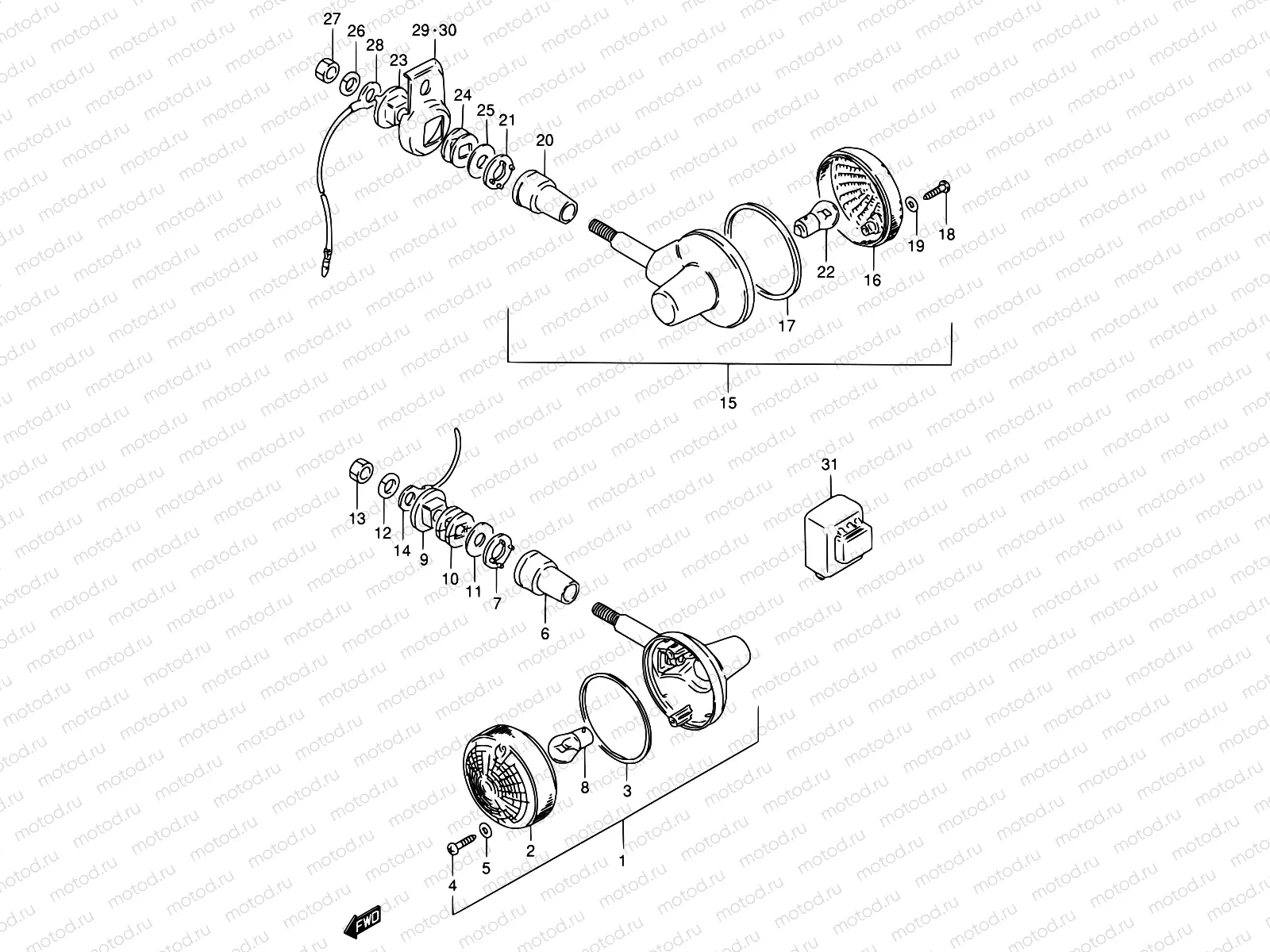25 - TURN SIGNAL LAMP (MODEL Z/D/K/M)