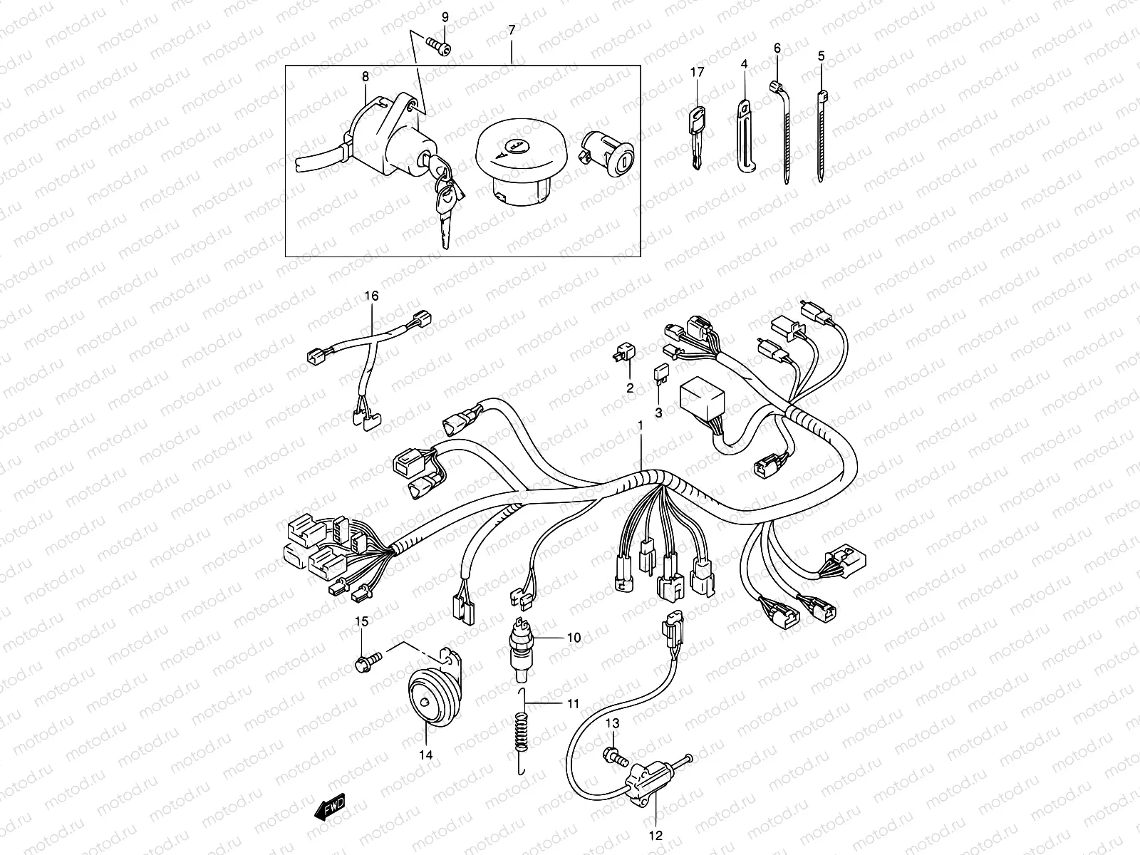 25 - WIRING HARNESS (MODEL Y/K1/K2)