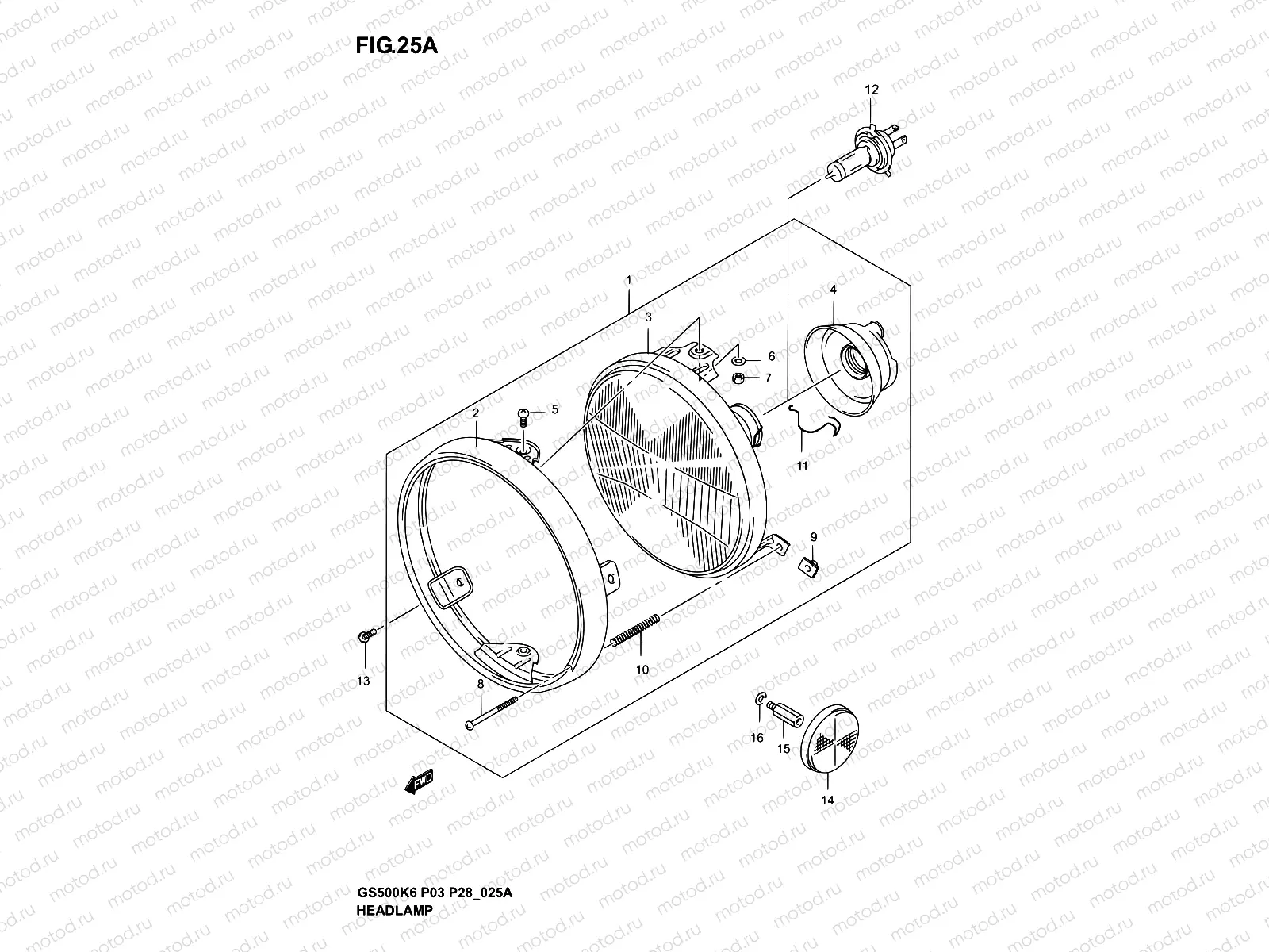 25A - HEADLAMP (GS500K4/K5/K6 P28)