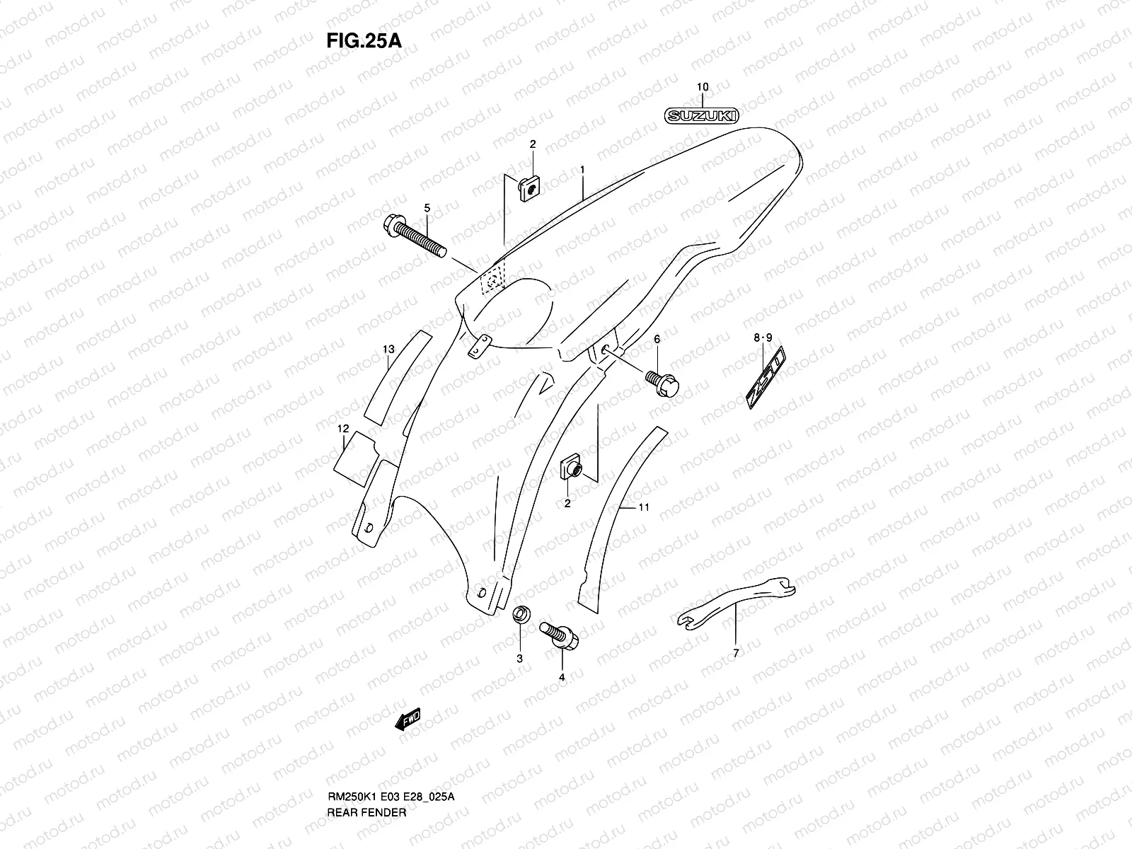 25A - REAR FENDER (MODEL K2/K3/K4/K5/K6)