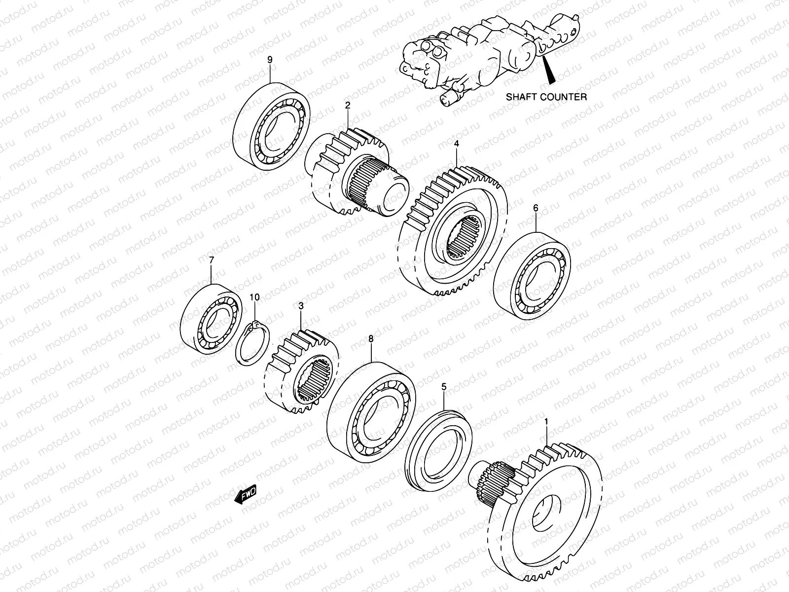 25A - SHAFT COUNTER/IDLER (MODEL K5)