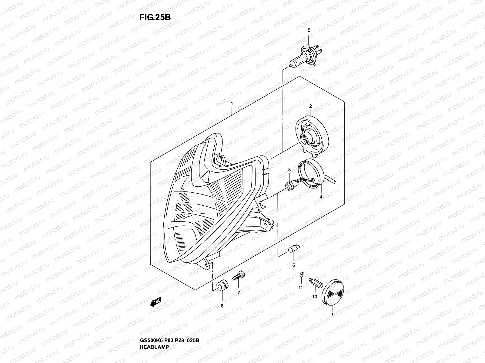 25B - HEADLAMP (GS500FK4/K5/K6)