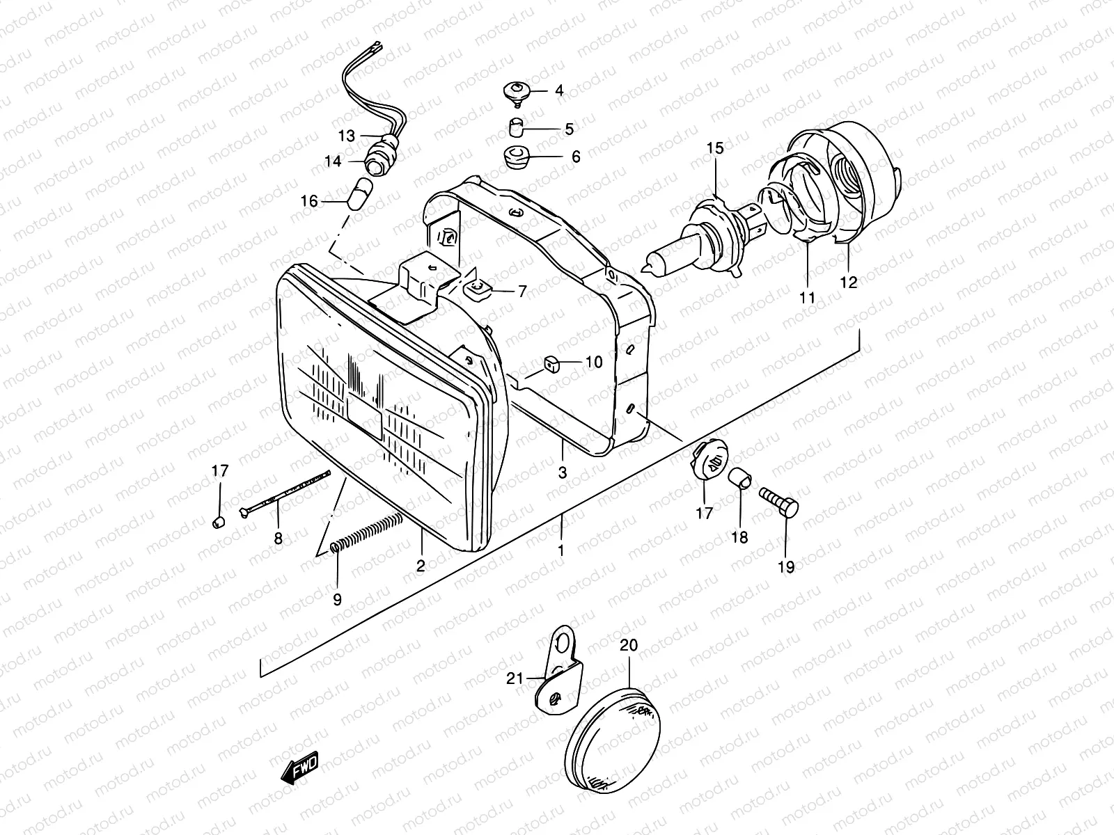 25B - HEADLAMP (MODEL T/V/W/X)